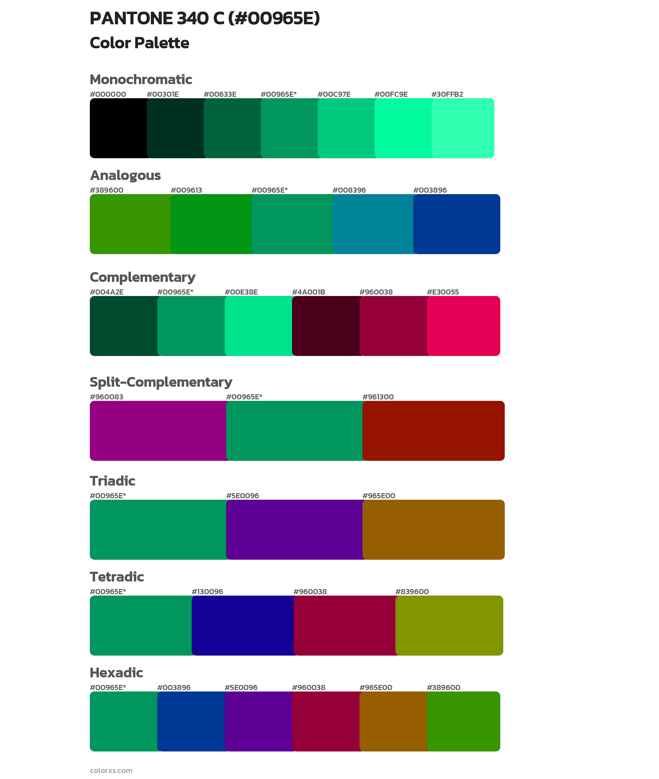 PANTONE 340 C Color Scheme Palettes