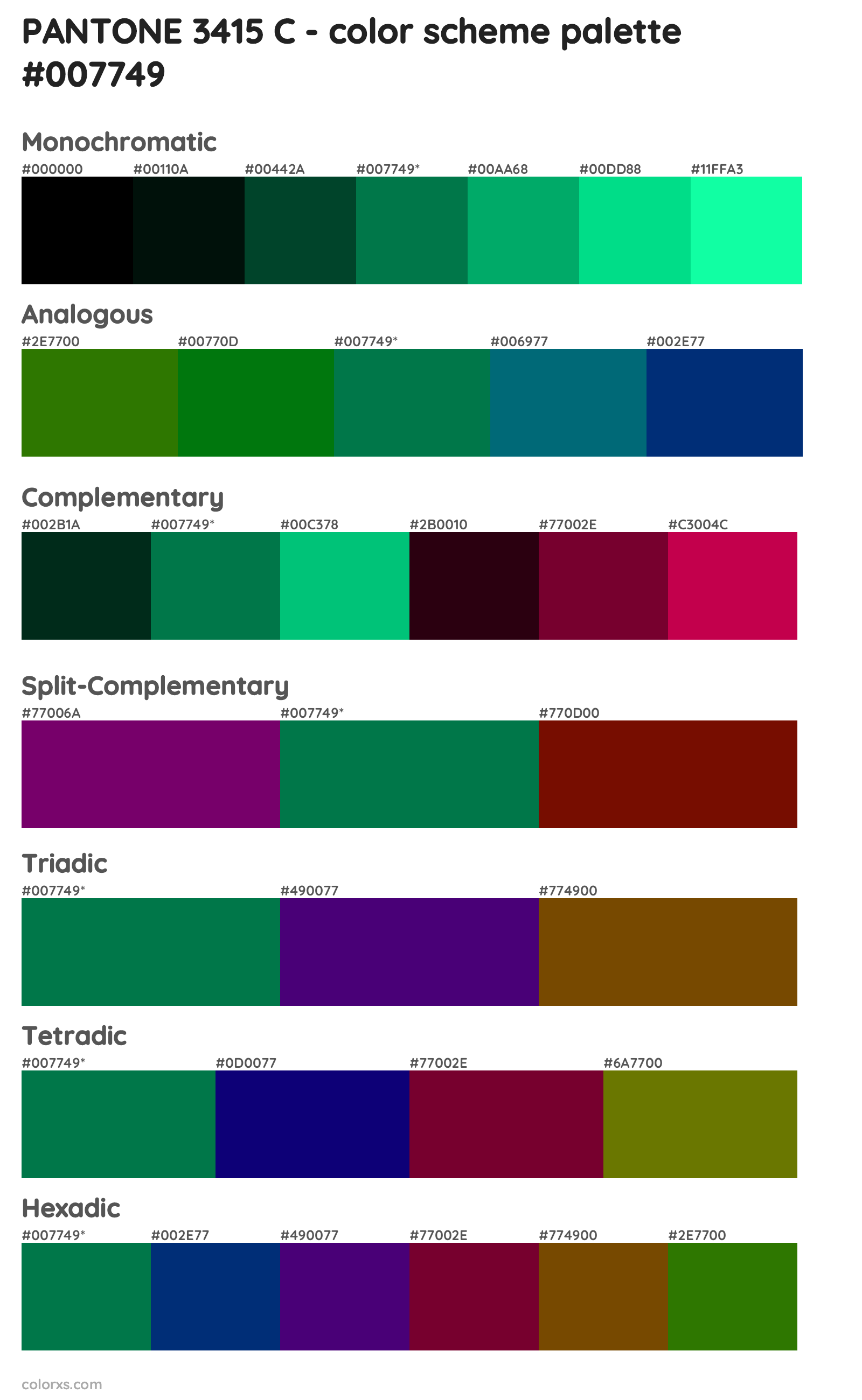 PANTONE 3415 C Color Scheme Palettes