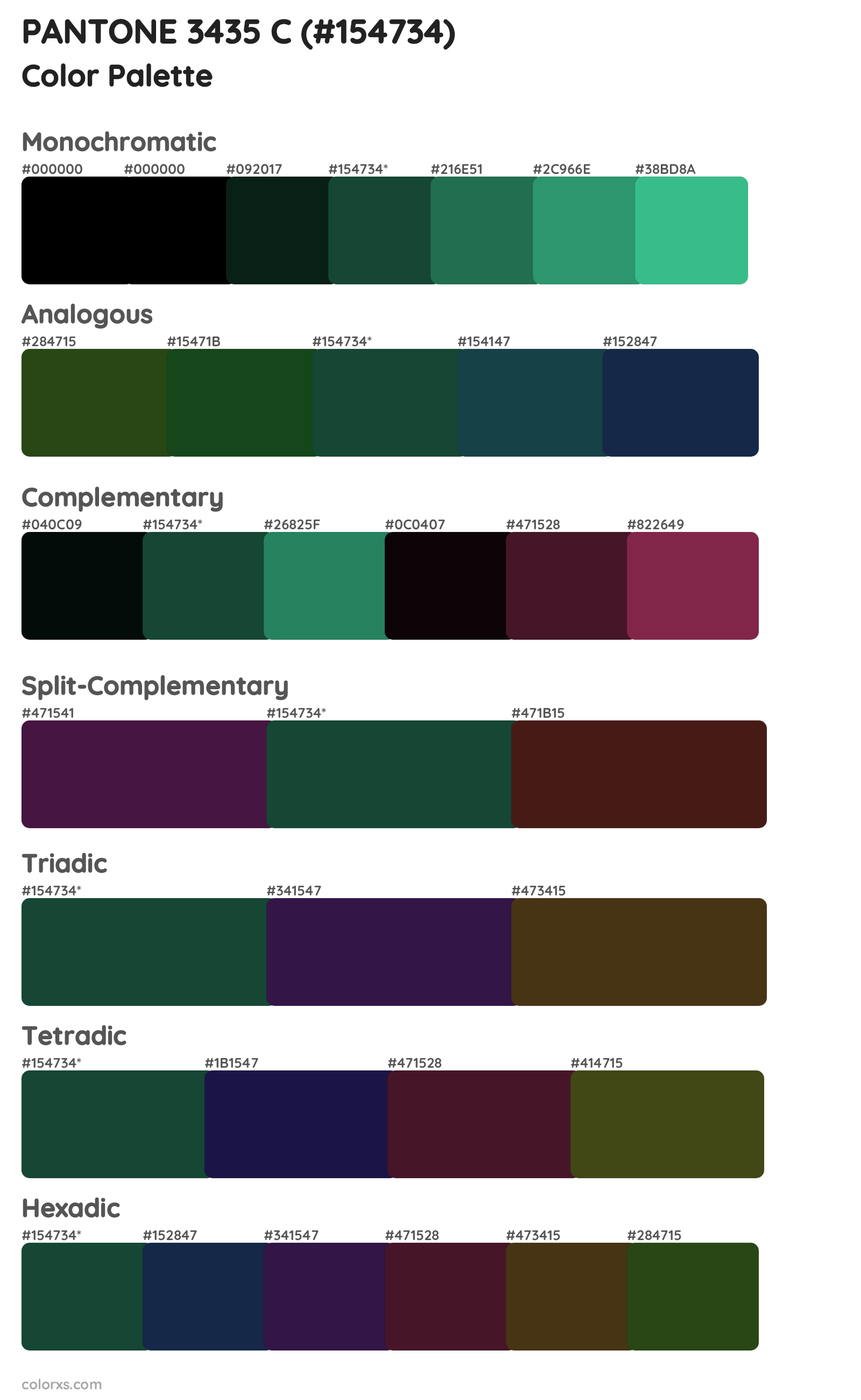 PANTONE 3435 C Color Scheme Palettes