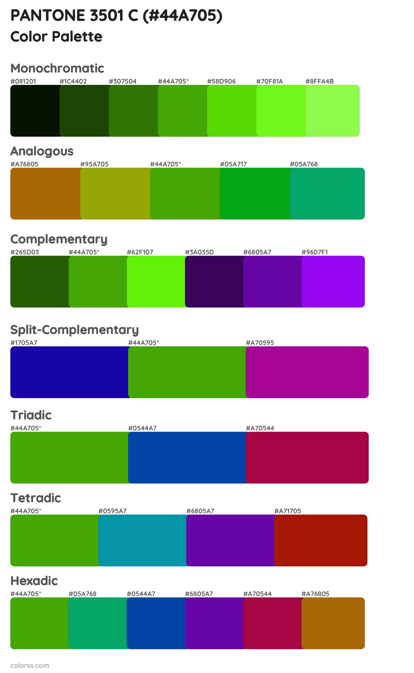 PANTONE 3501 C Color Scheme Palettes