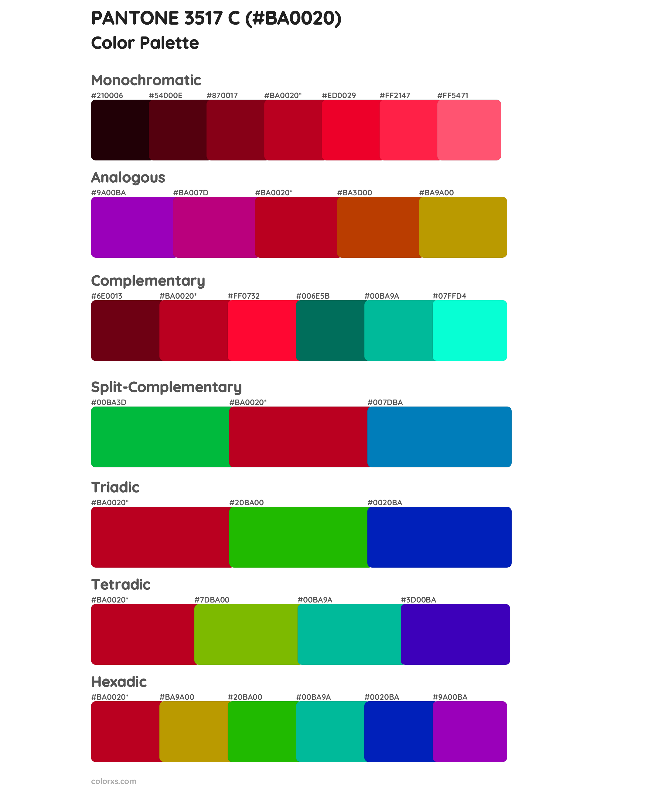 PANTONE 3517 C Color Scheme Palettes