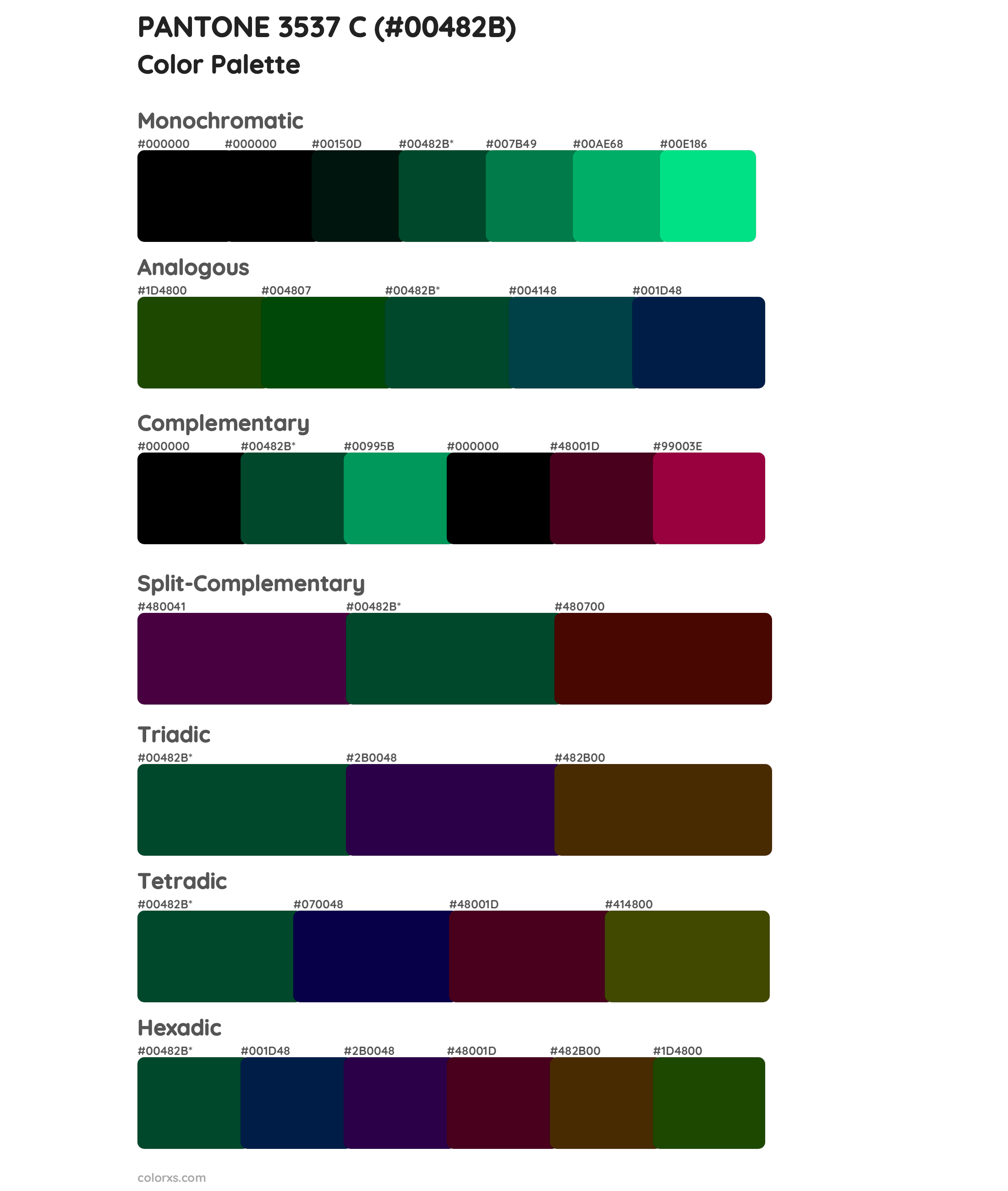 PANTONE 3537 C Color Scheme Palettes