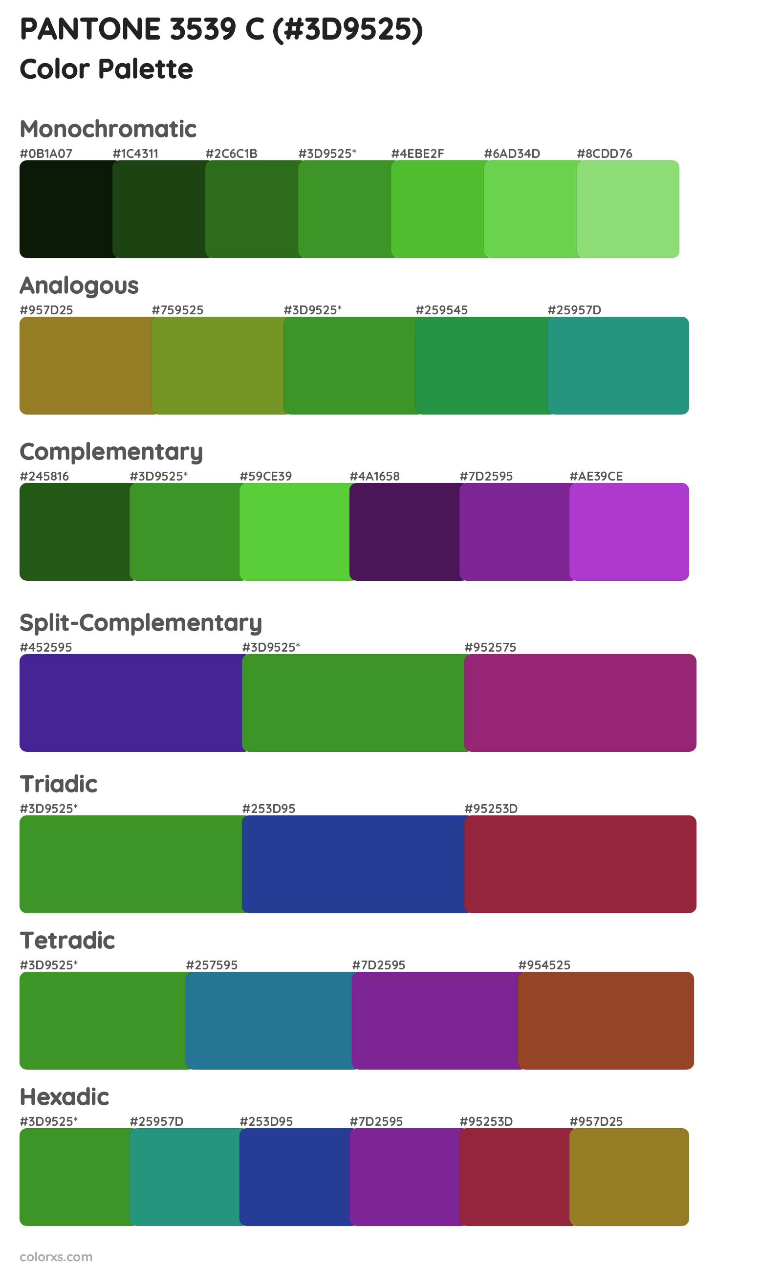 PANTONE 3539 C Color Scheme Palettes