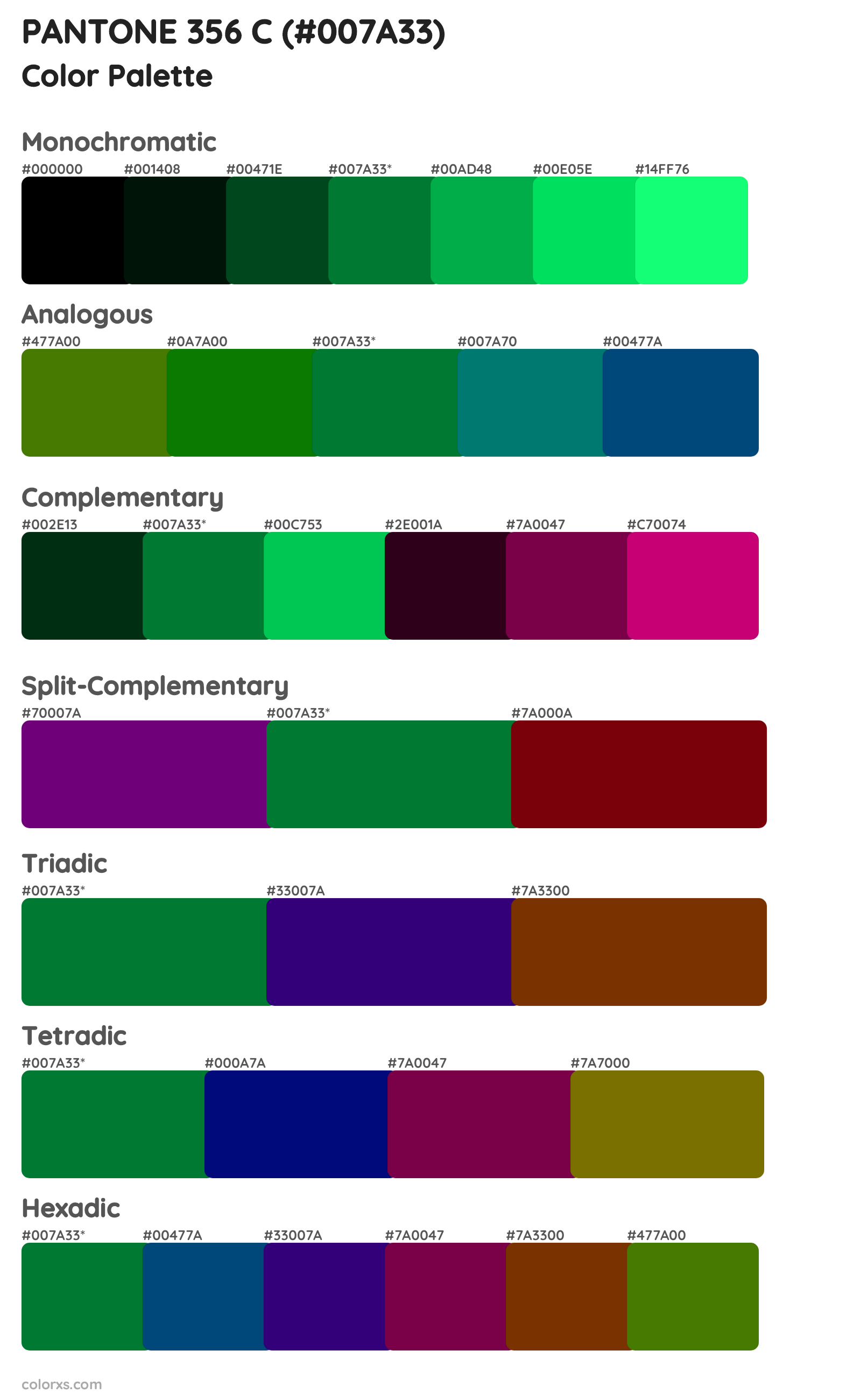 PANTONE 356 C Color Scheme Palettes