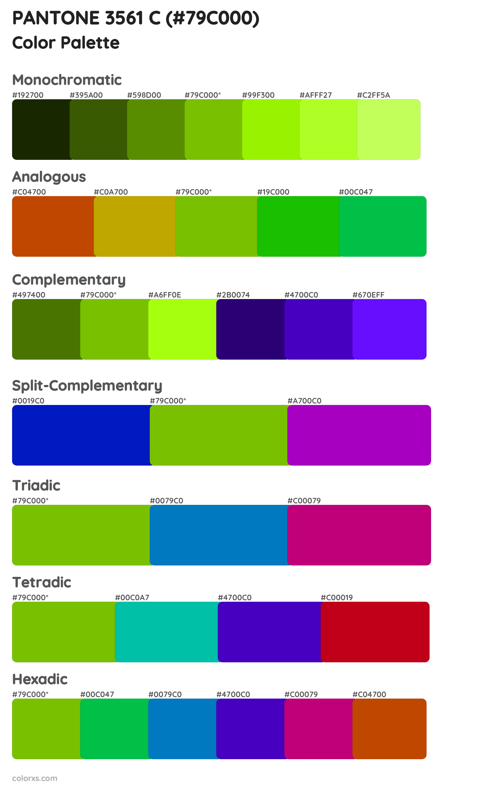 PANTONE 3561 C Color Scheme Palettes