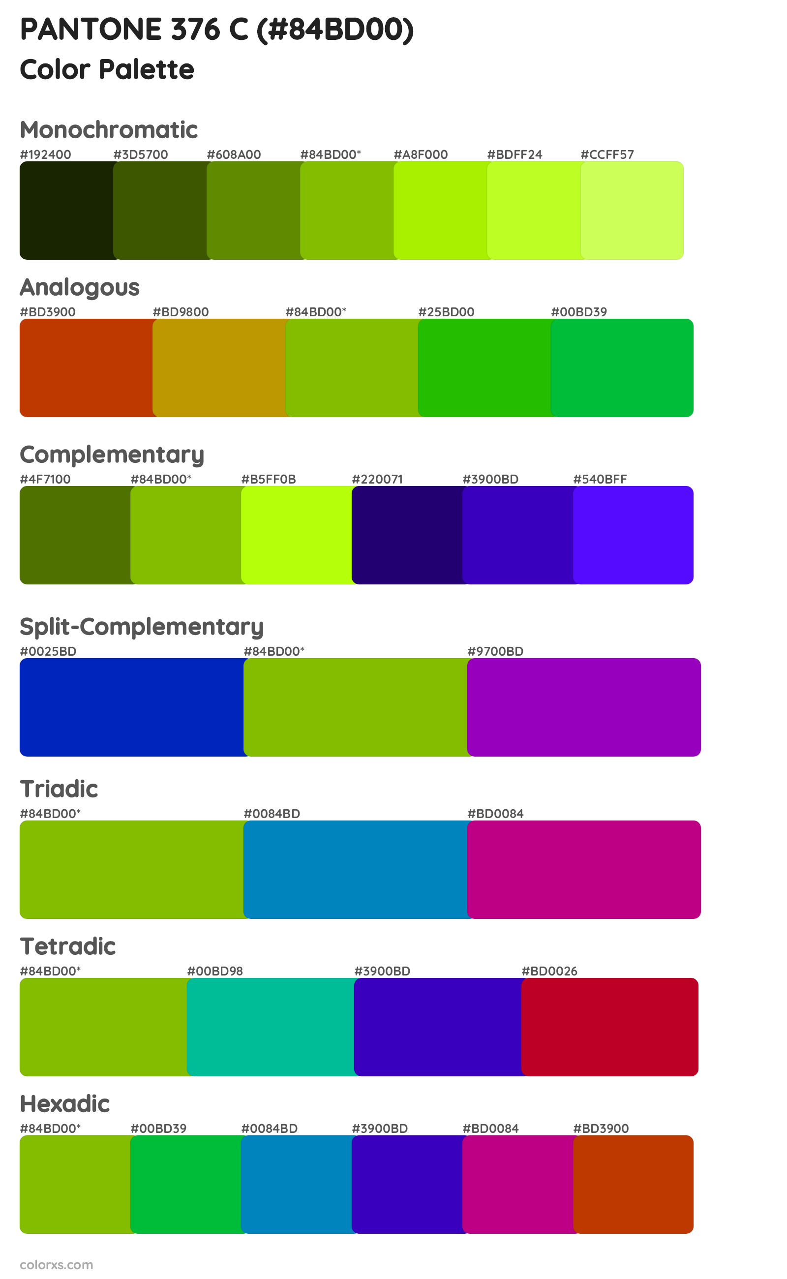 PANTONE 376 C Color Scheme Palettes