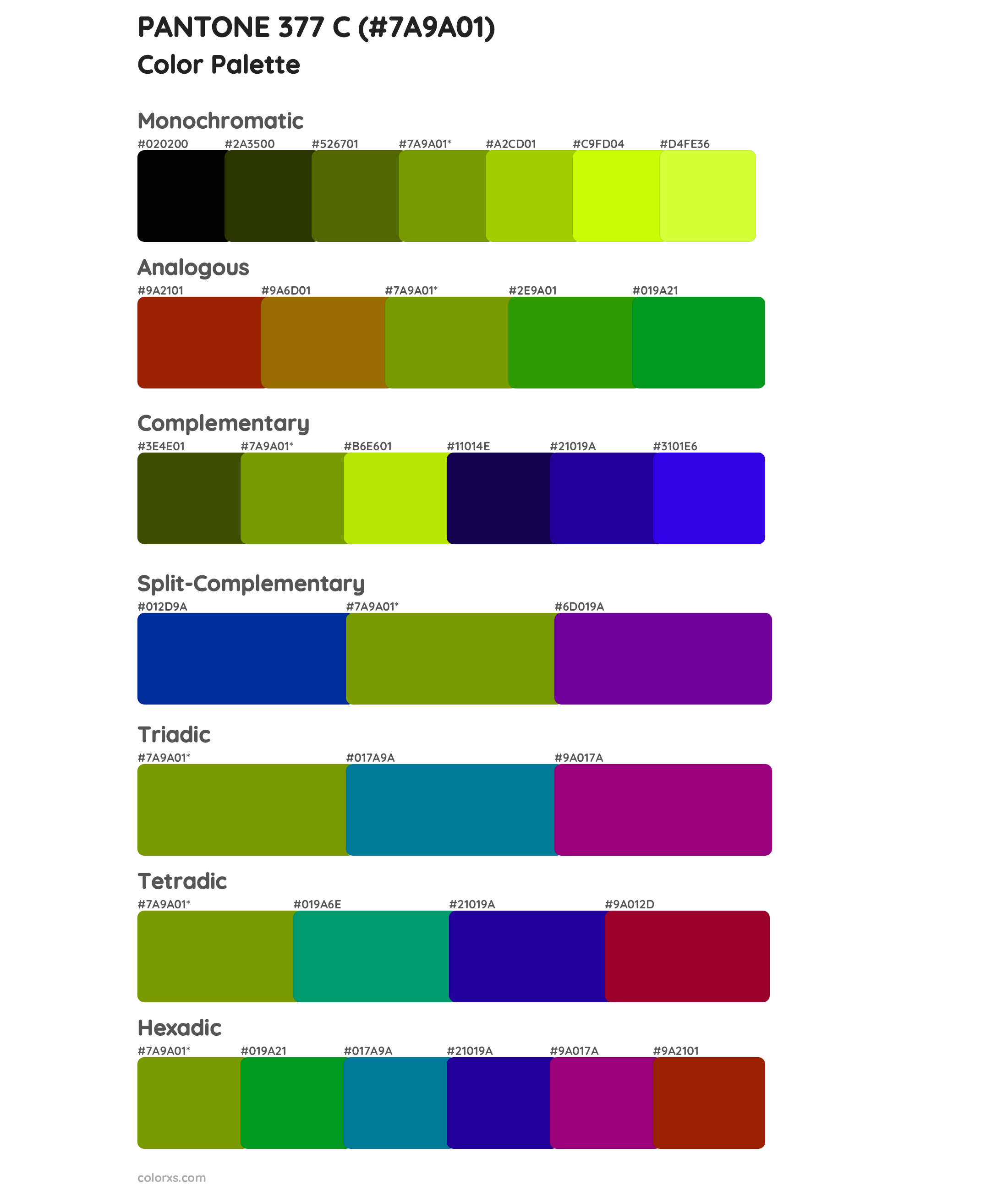 PANTONE 377 C Color Scheme Palettes