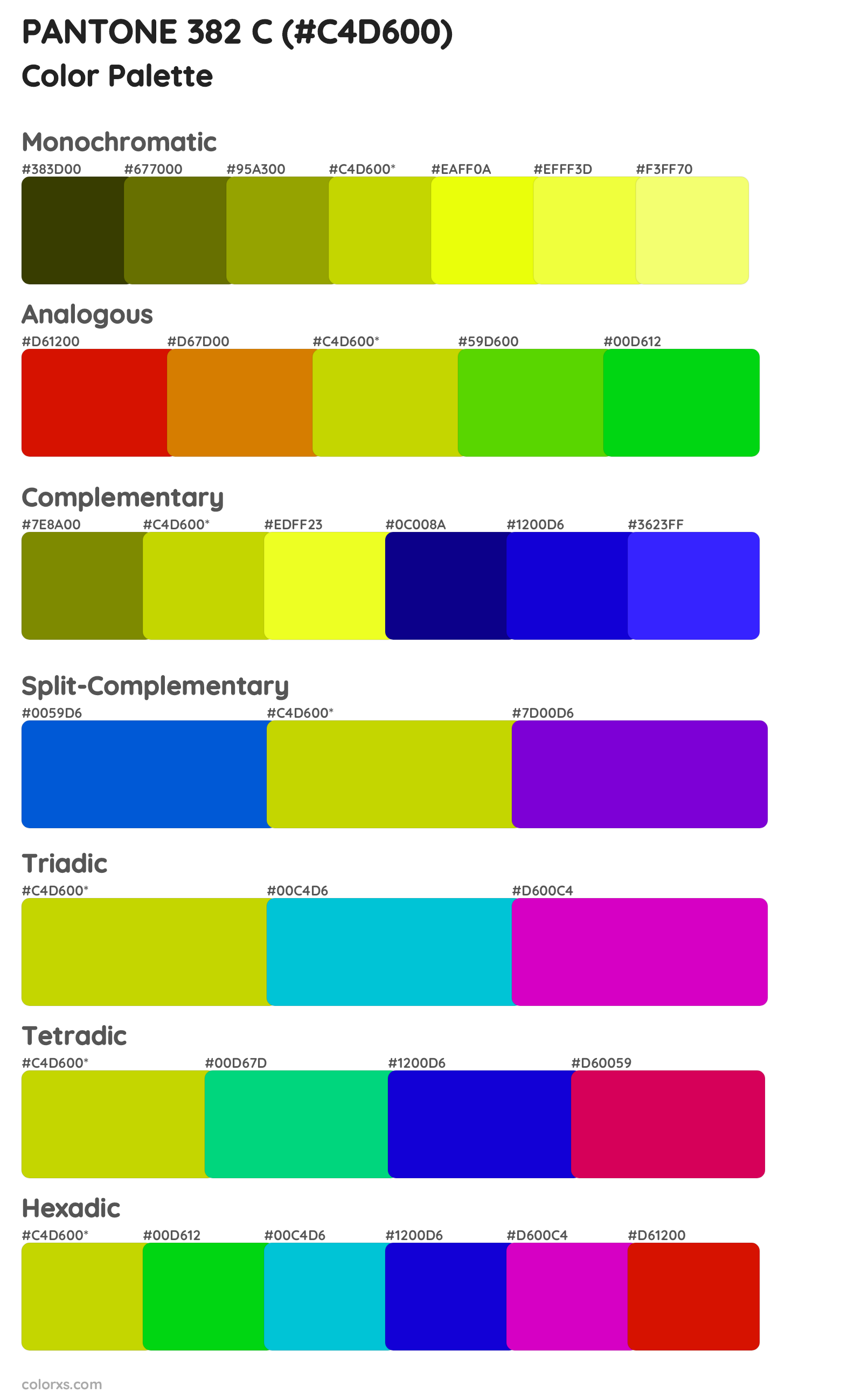 PANTONE 382 C Color Scheme Palettes