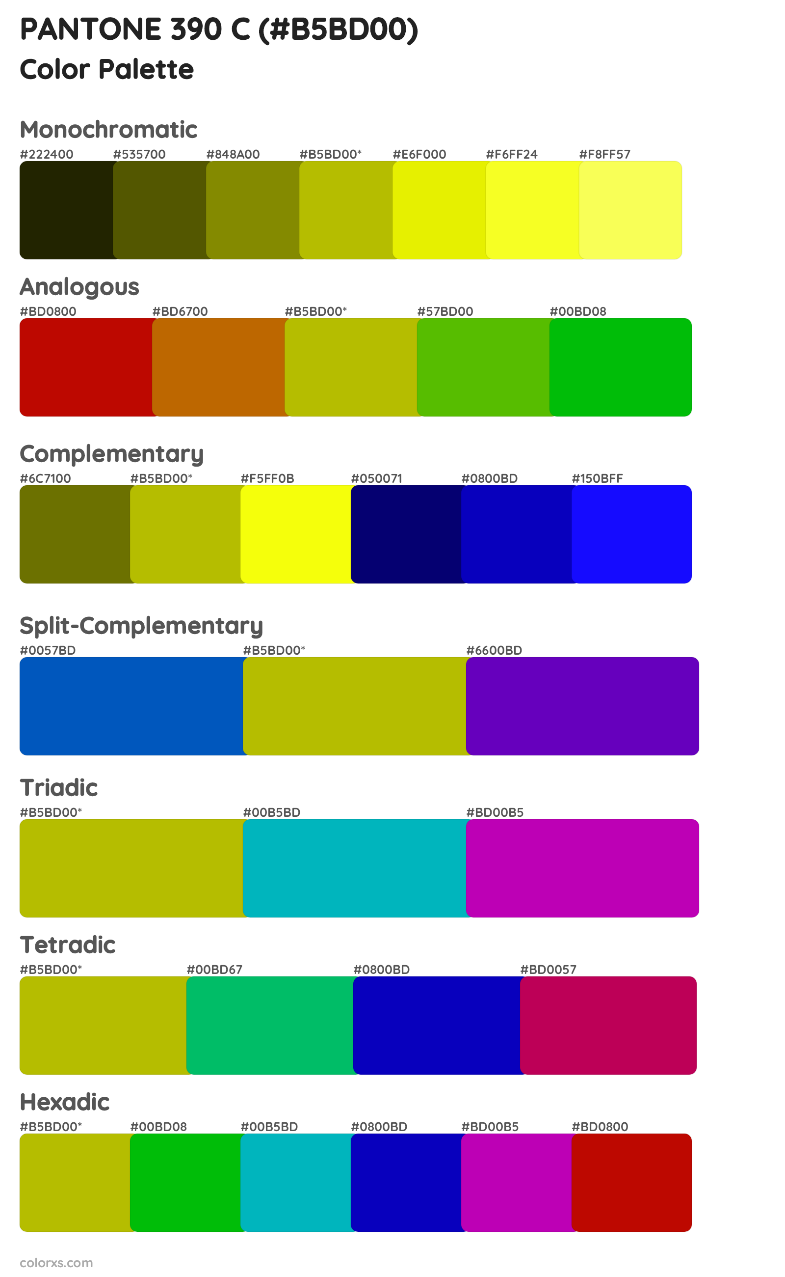 PANTONE 390 C Color Scheme Palettes