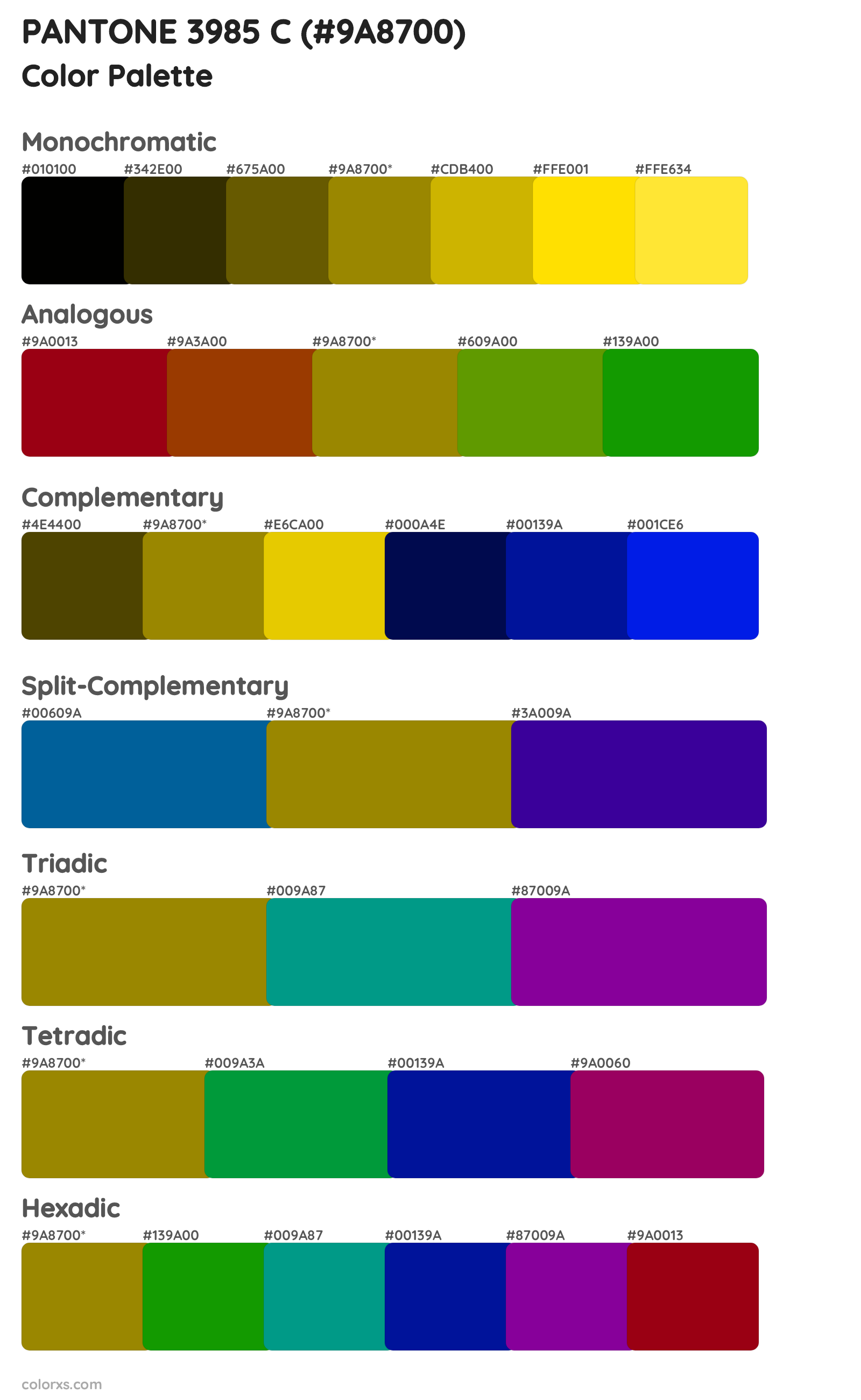 PANTONE 3985 C Color Scheme Palettes