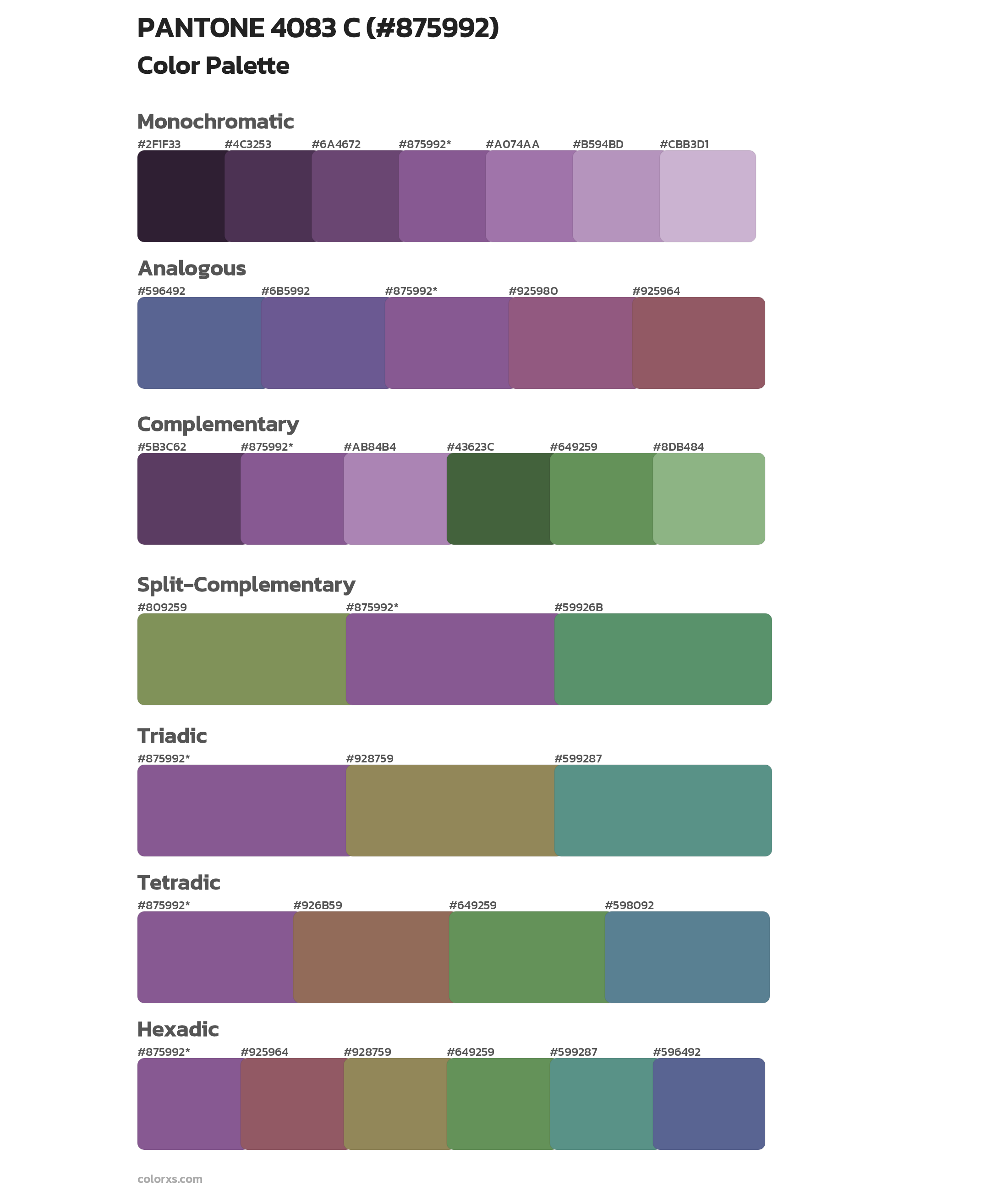 PANTONE 4083 C Color Scheme Palettes