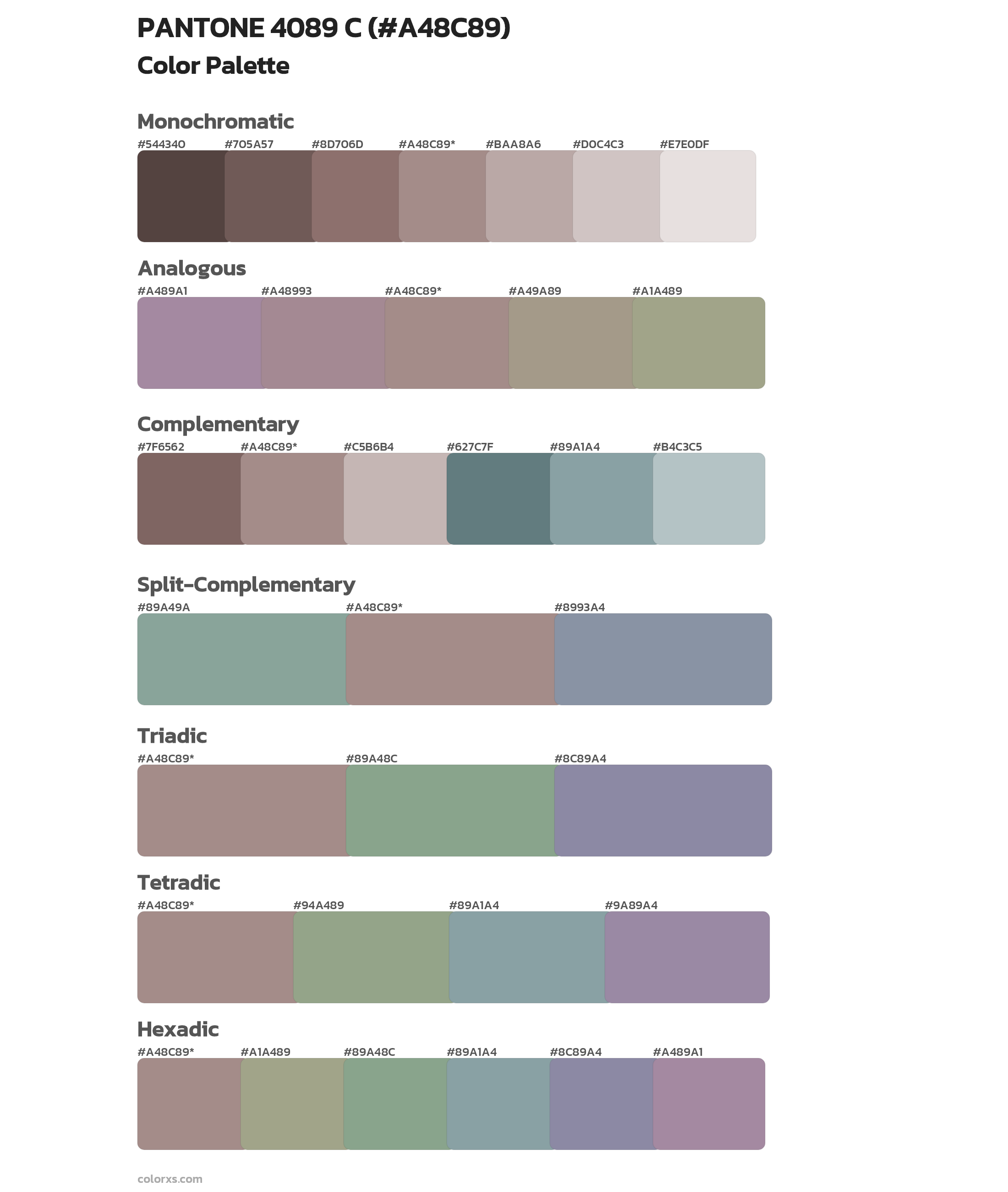 PANTONE 4089 C Color Scheme Palettes