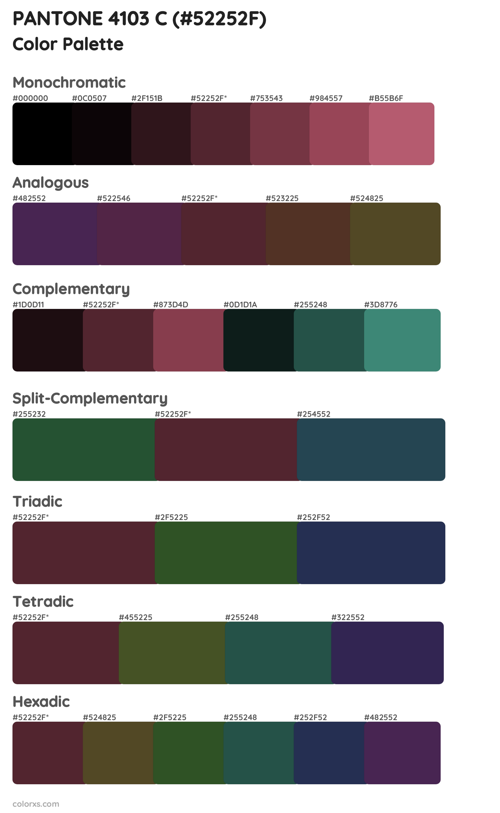 PANTONE 4103 C Color Scheme Palettes