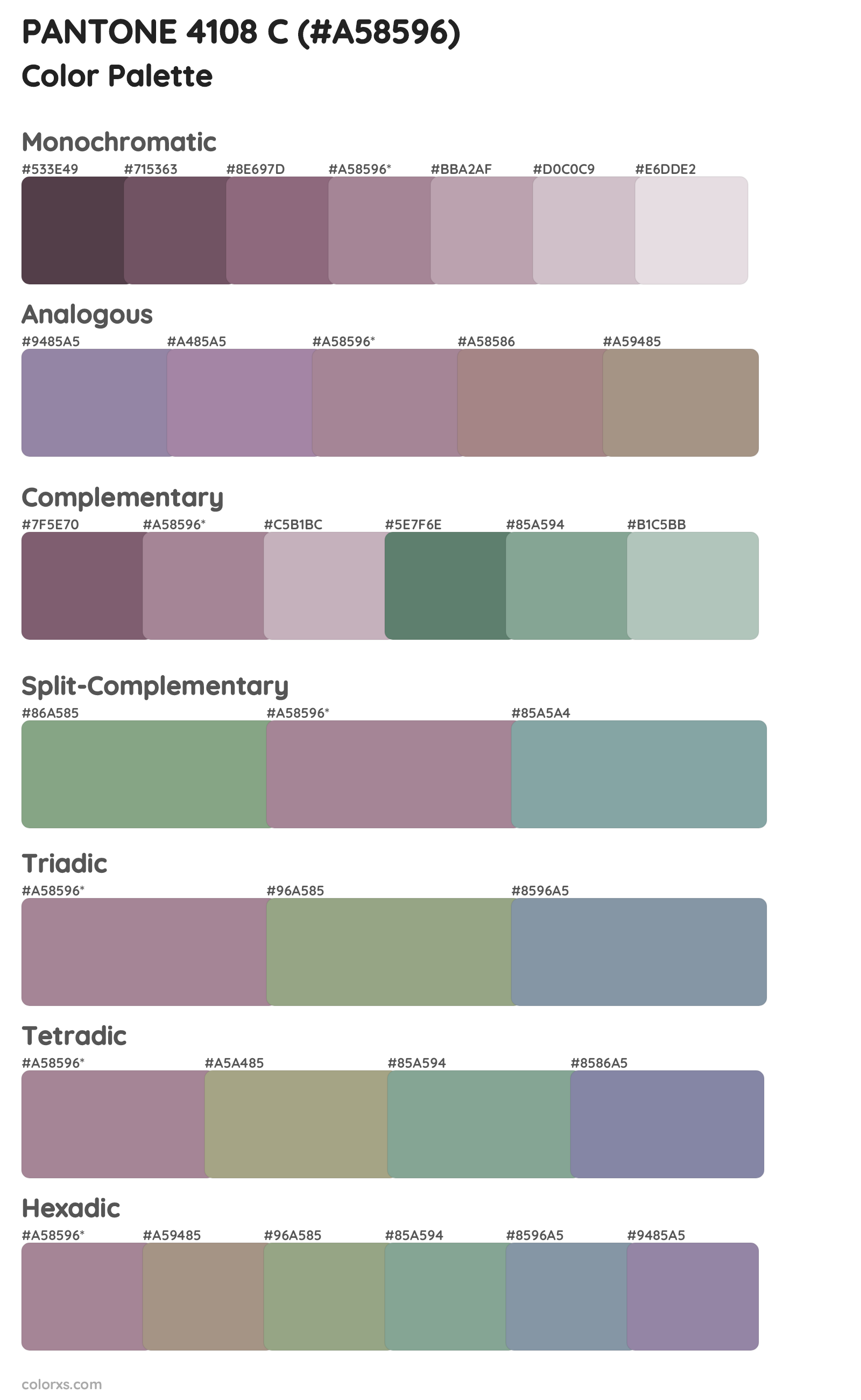 PANTONE 4108 C Color Scheme Palettes