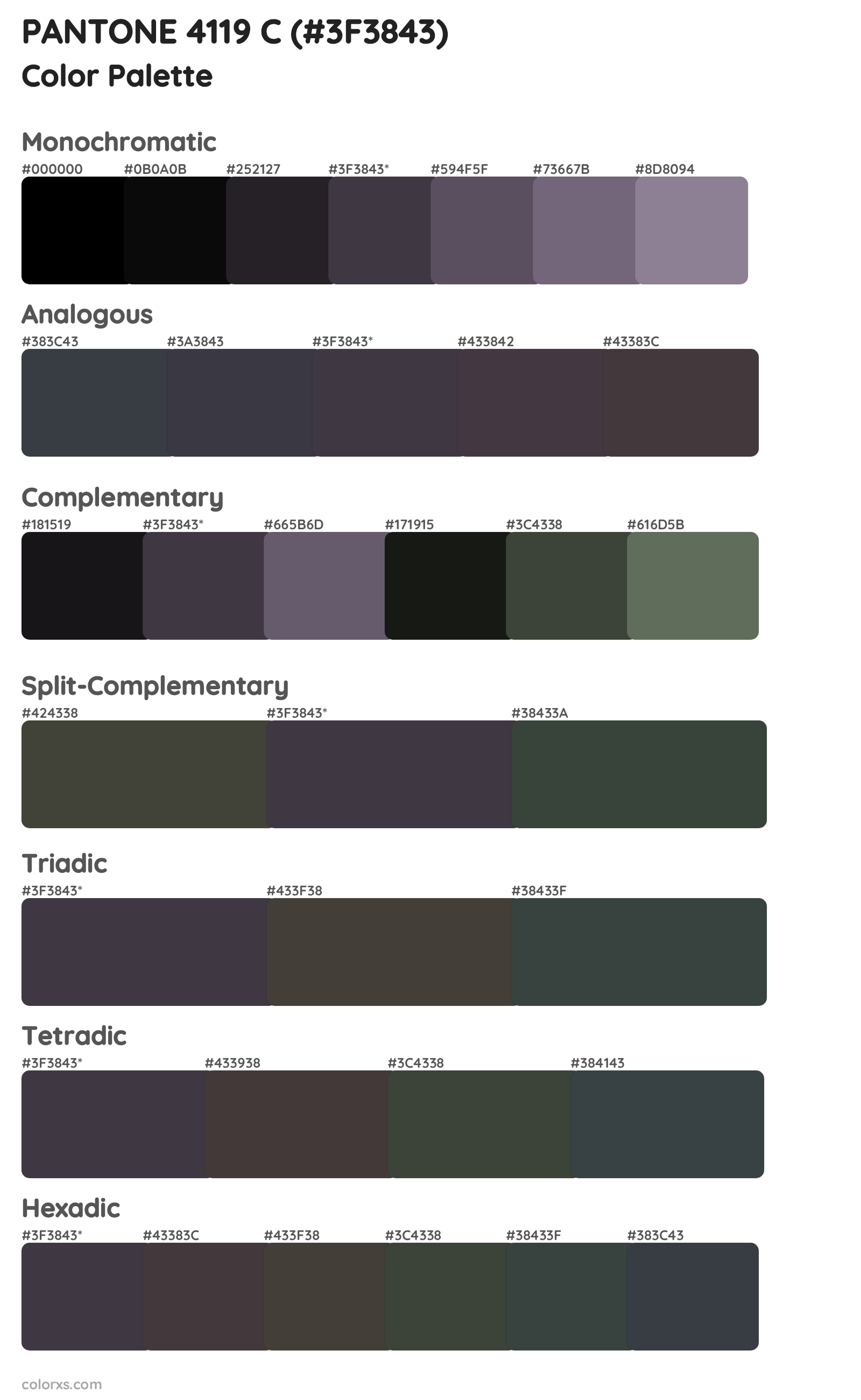 PANTONE 4119 C Color Scheme Palettes