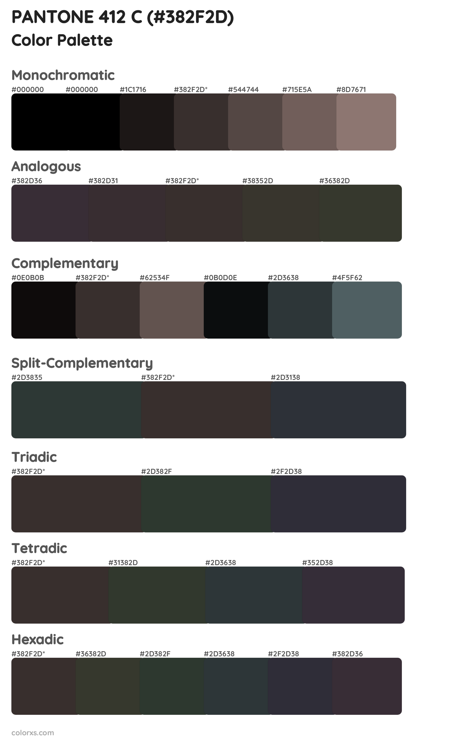 PANTONE 412 C Color Scheme Palettes
