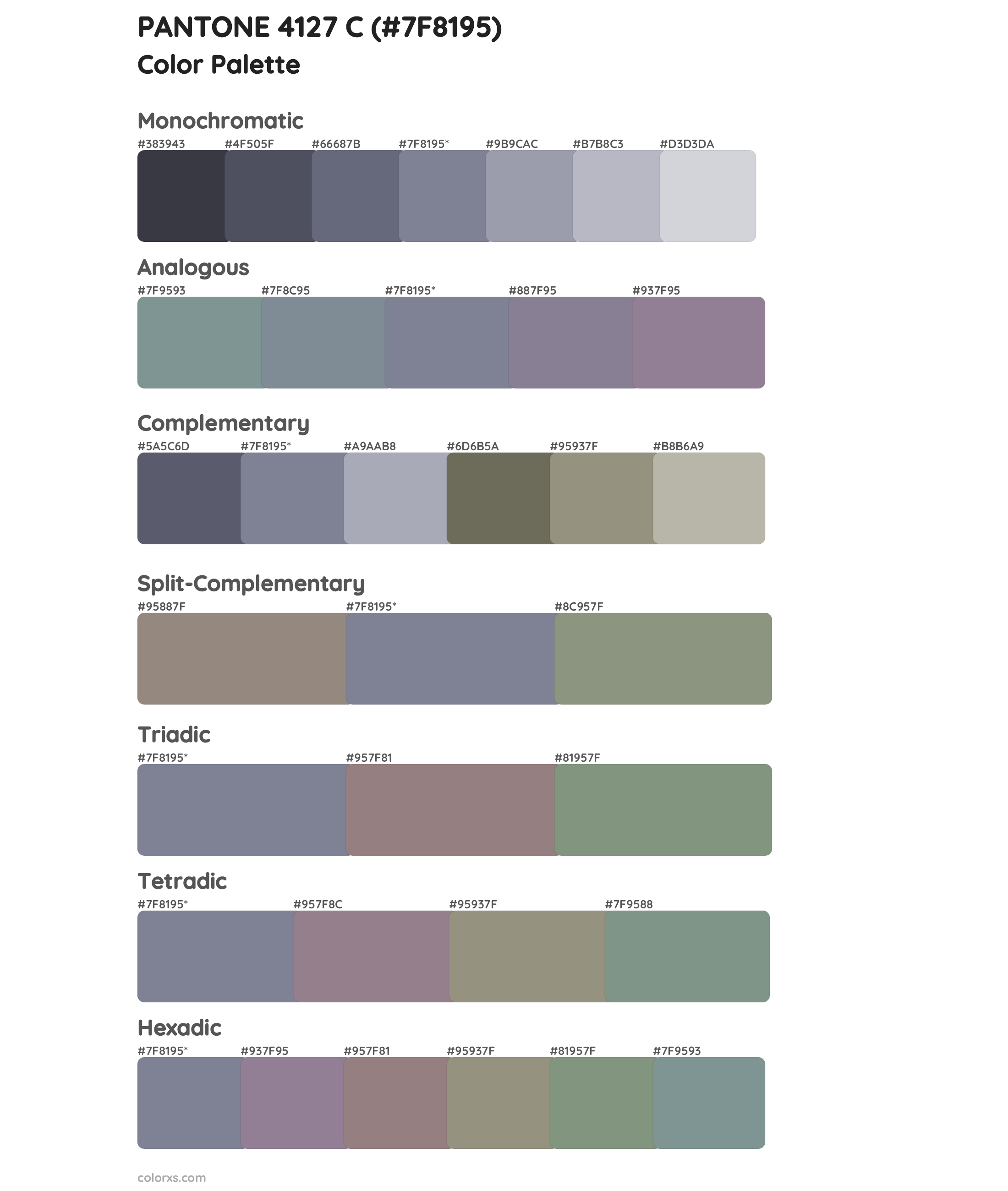 PANTONE 4127 C Color Scheme Palettes