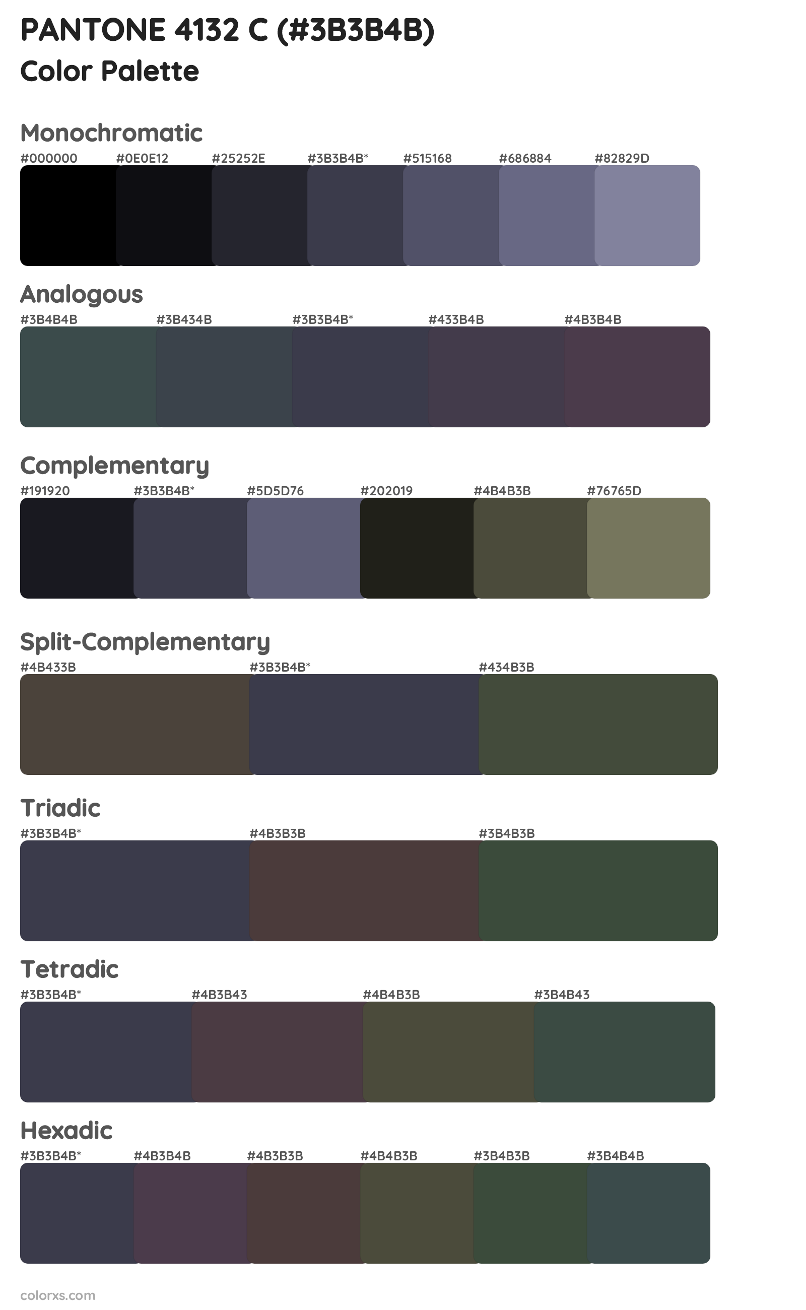 PANTONE 4132 C Color Scheme Palettes