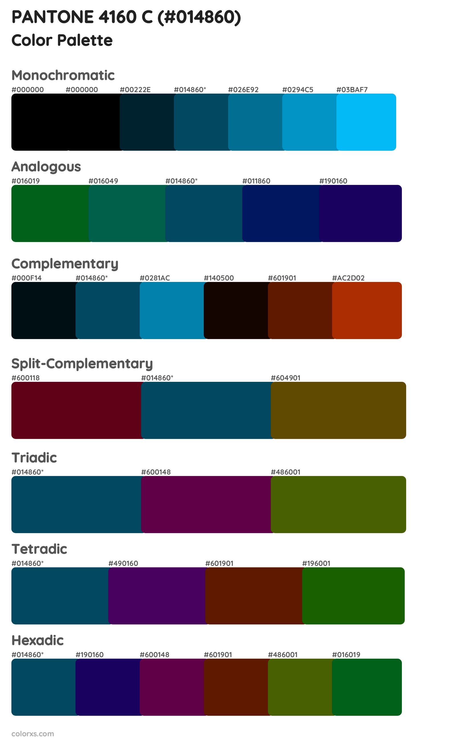 PANTONE 4160 C Color Scheme Palettes