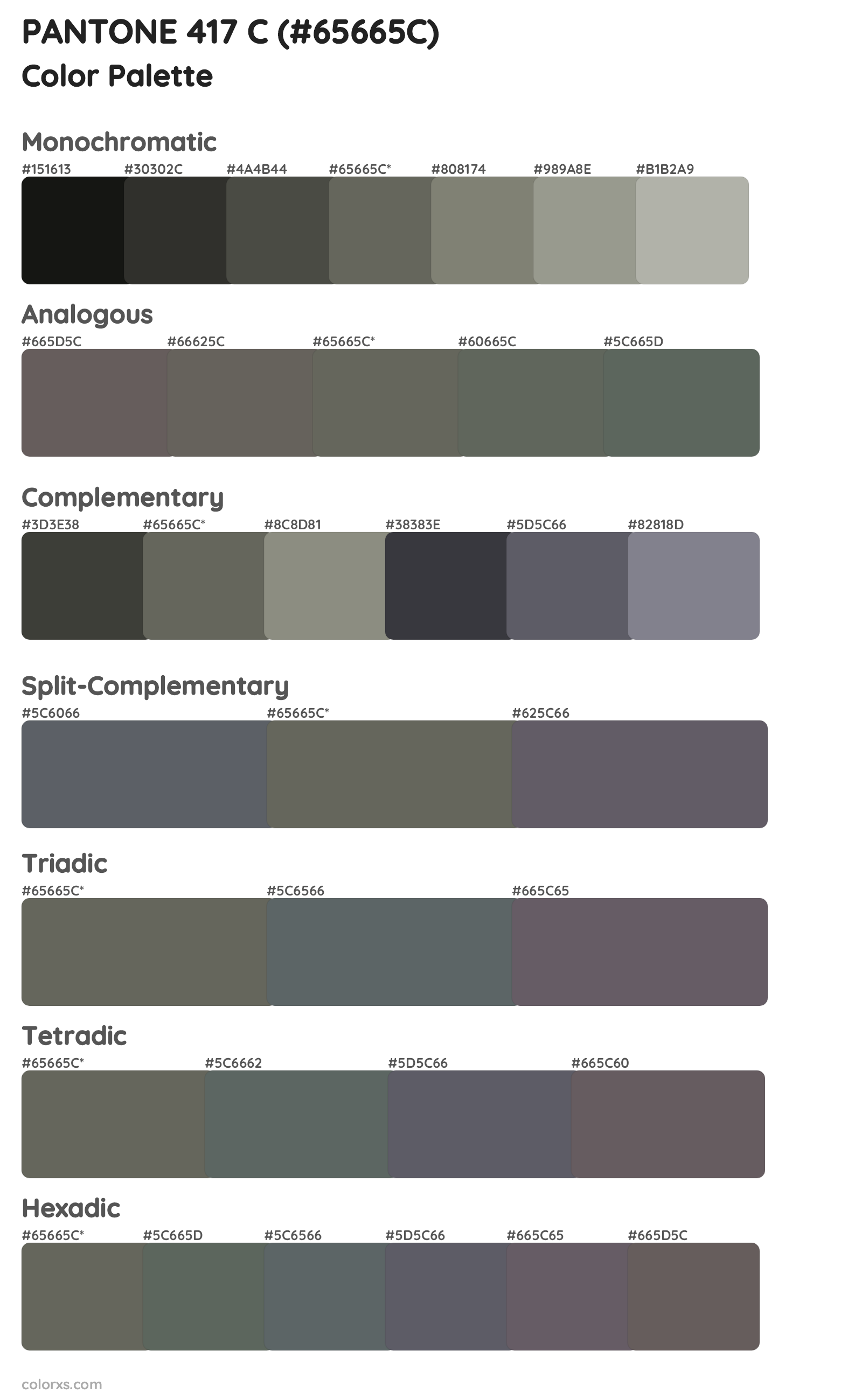 PANTONE 417 C Color Scheme Palettes