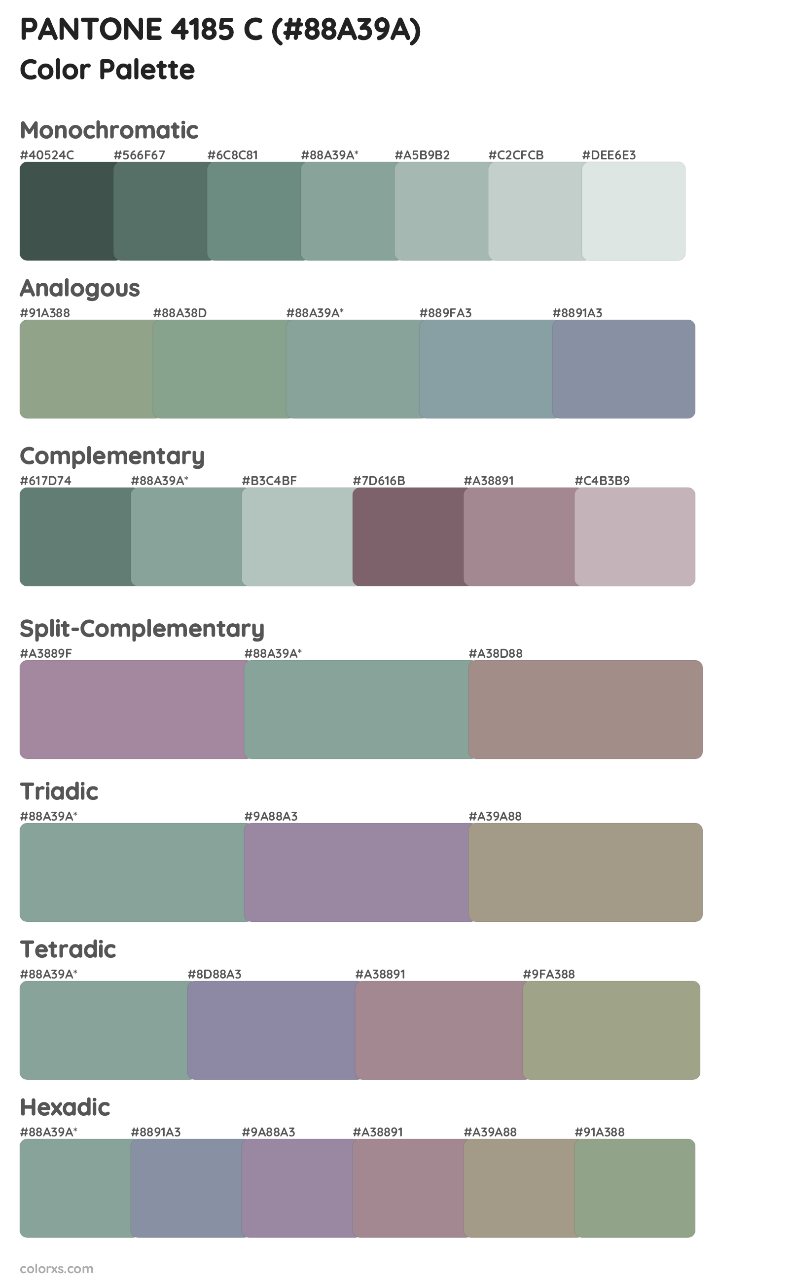 PANTONE 4185 C Color Scheme Palettes