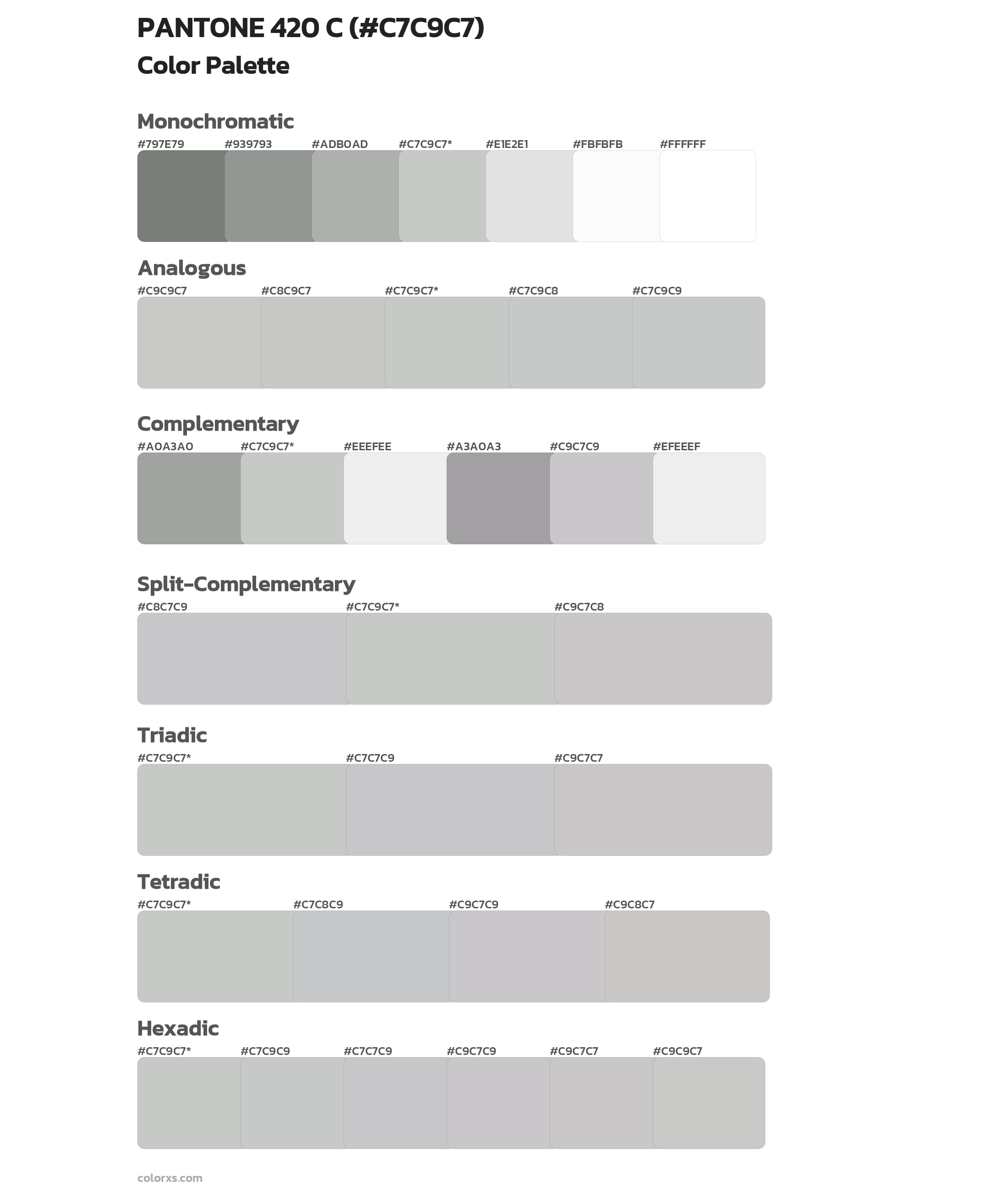 PANTONE 420 C Color Scheme Palettes