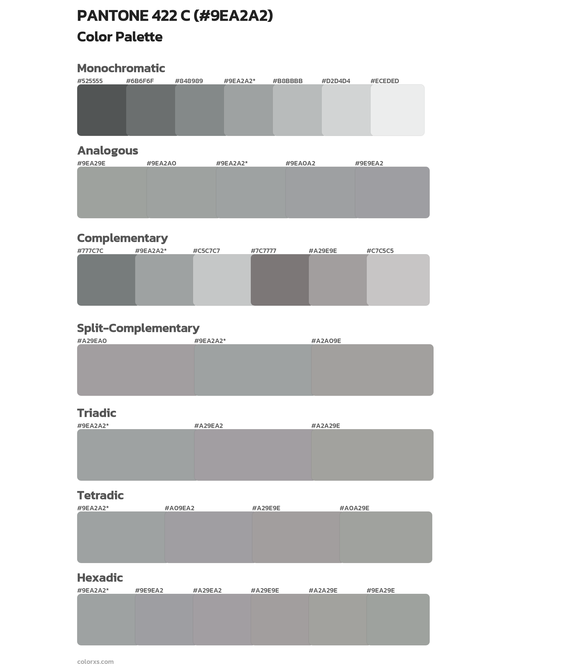 PANTONE 422 C Color Scheme Palettes