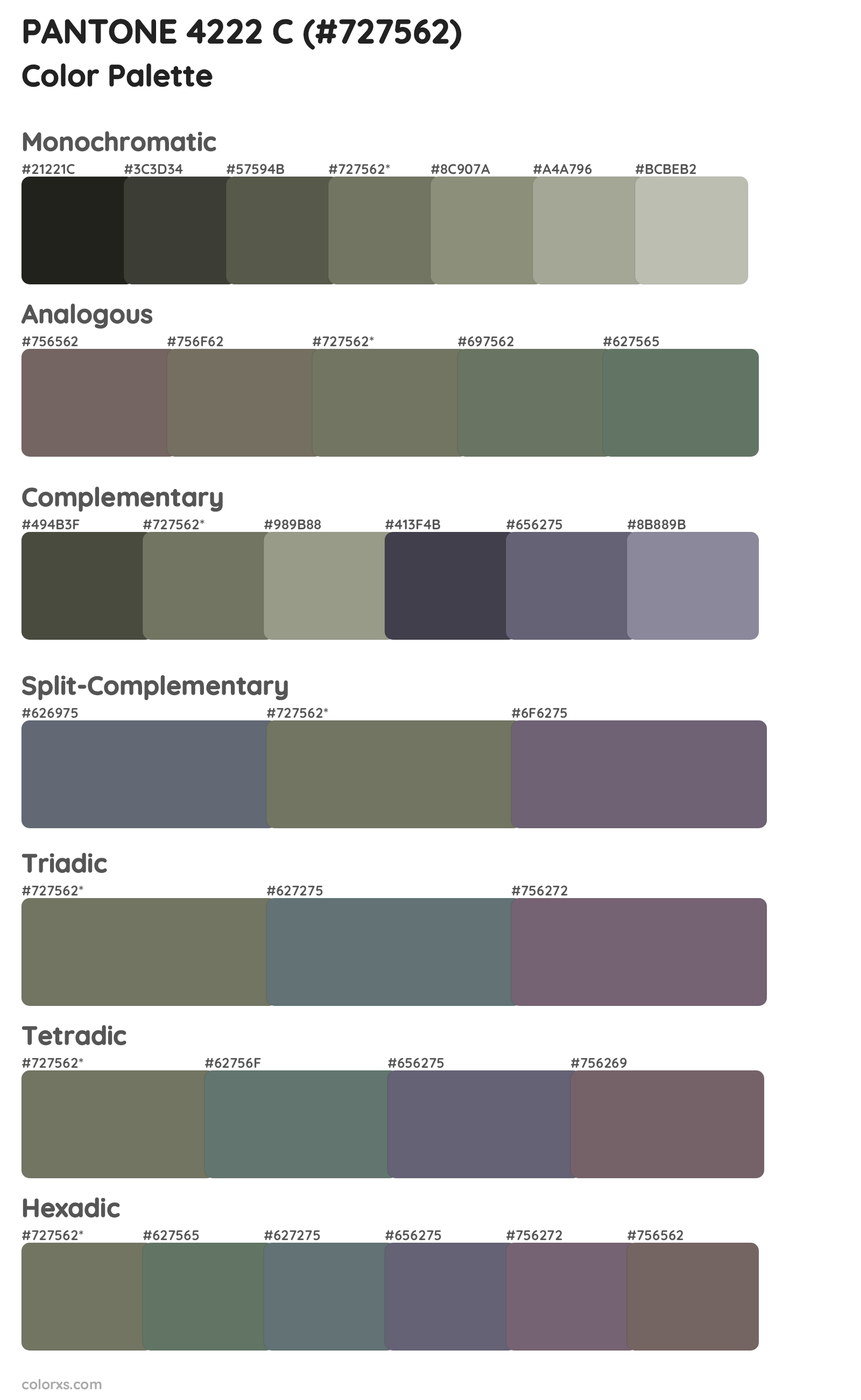 PANTONE 4222 C Color Scheme Palettes