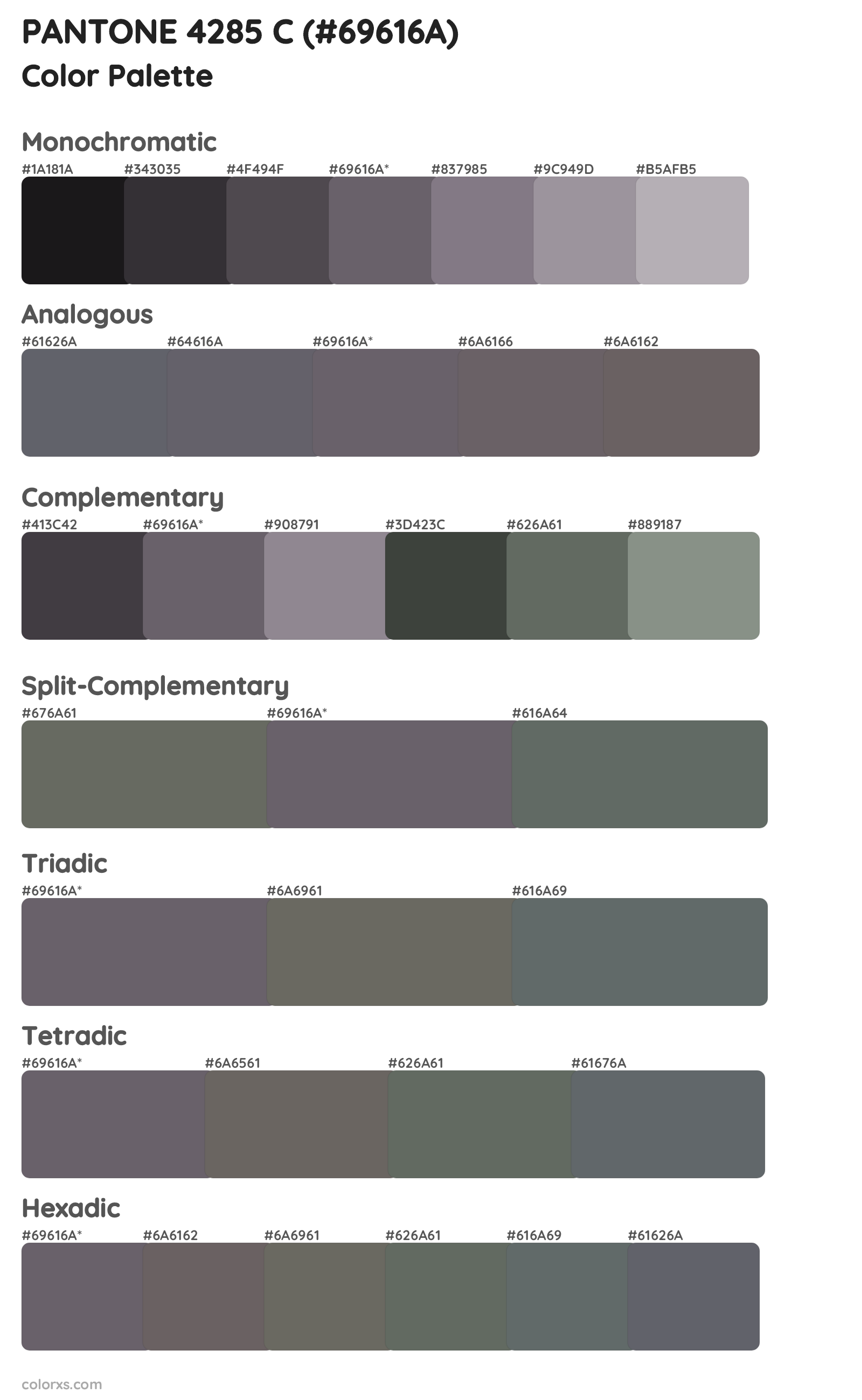 PANTONE 4285 C Color Scheme Palettes