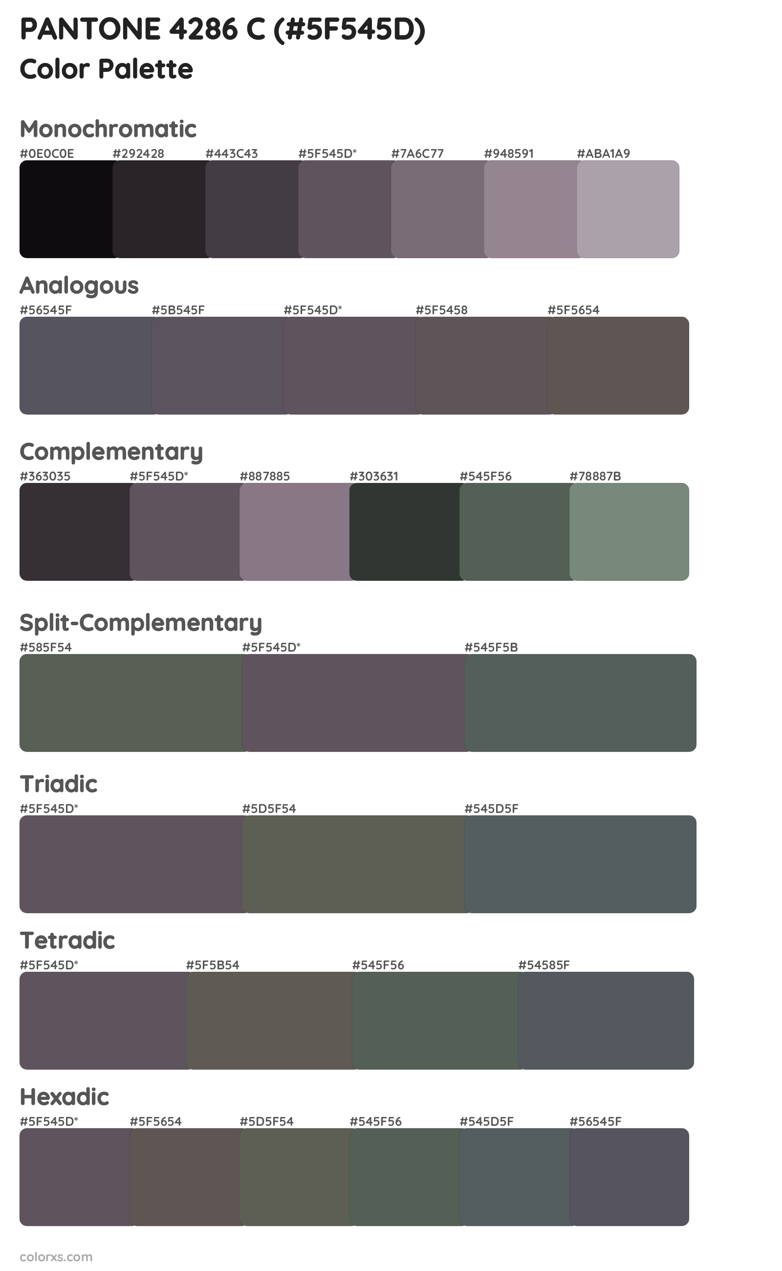 PANTONE 4286 C Color Scheme Palettes
