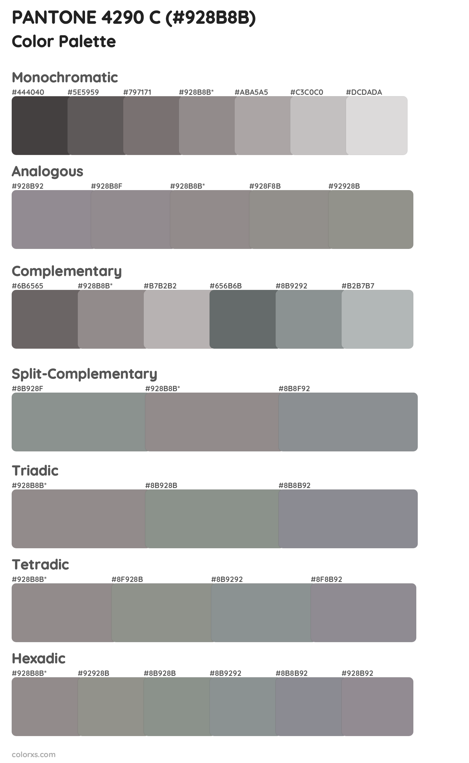 PANTONE 4290 C Color Scheme Palettes