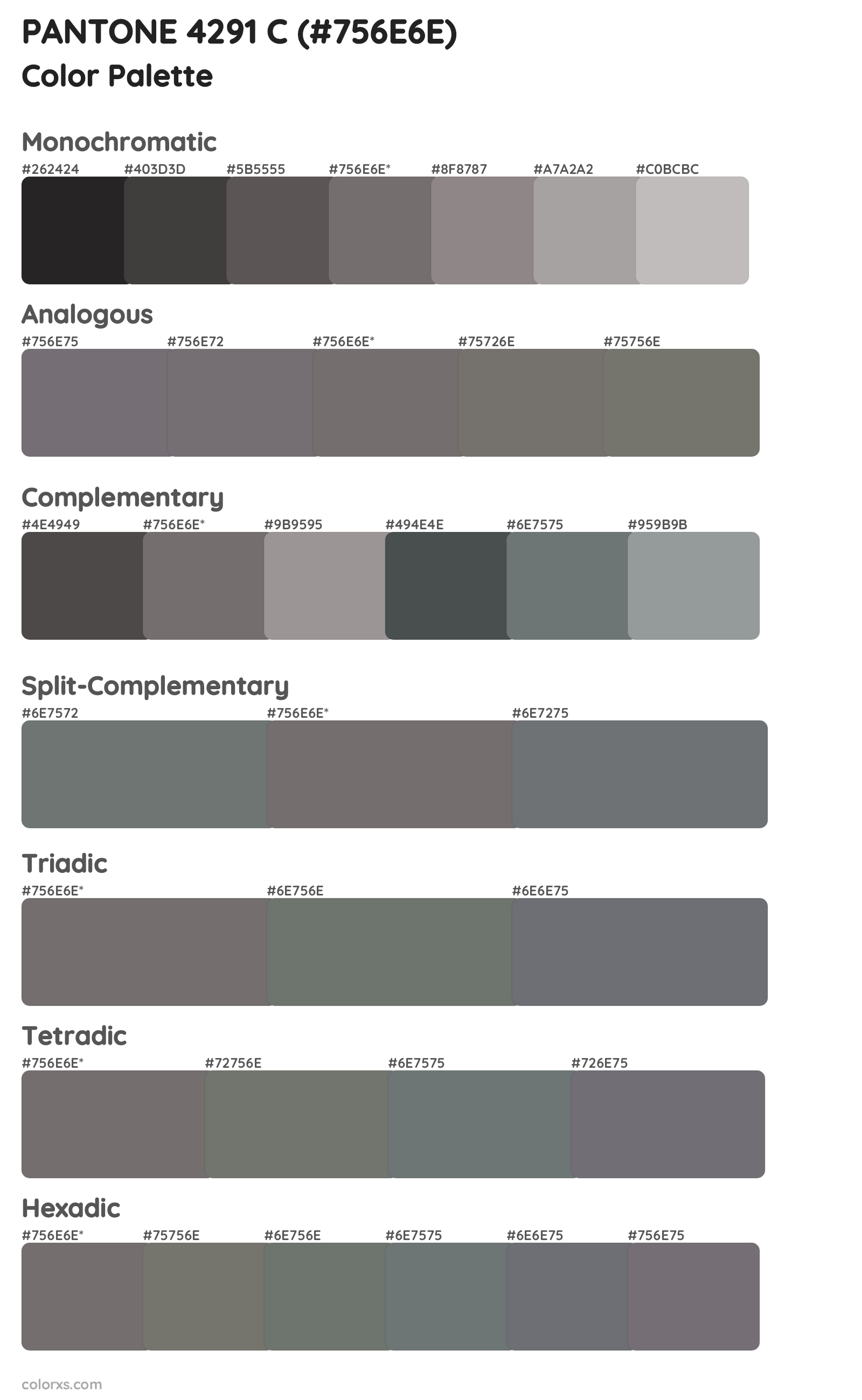 PANTONE 4291 C Color Scheme Palettes