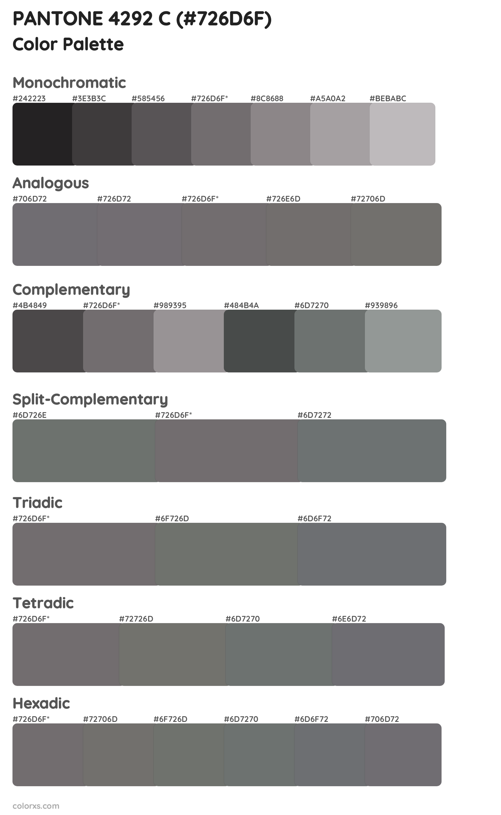 PANTONE 4292 C Color Scheme Palettes