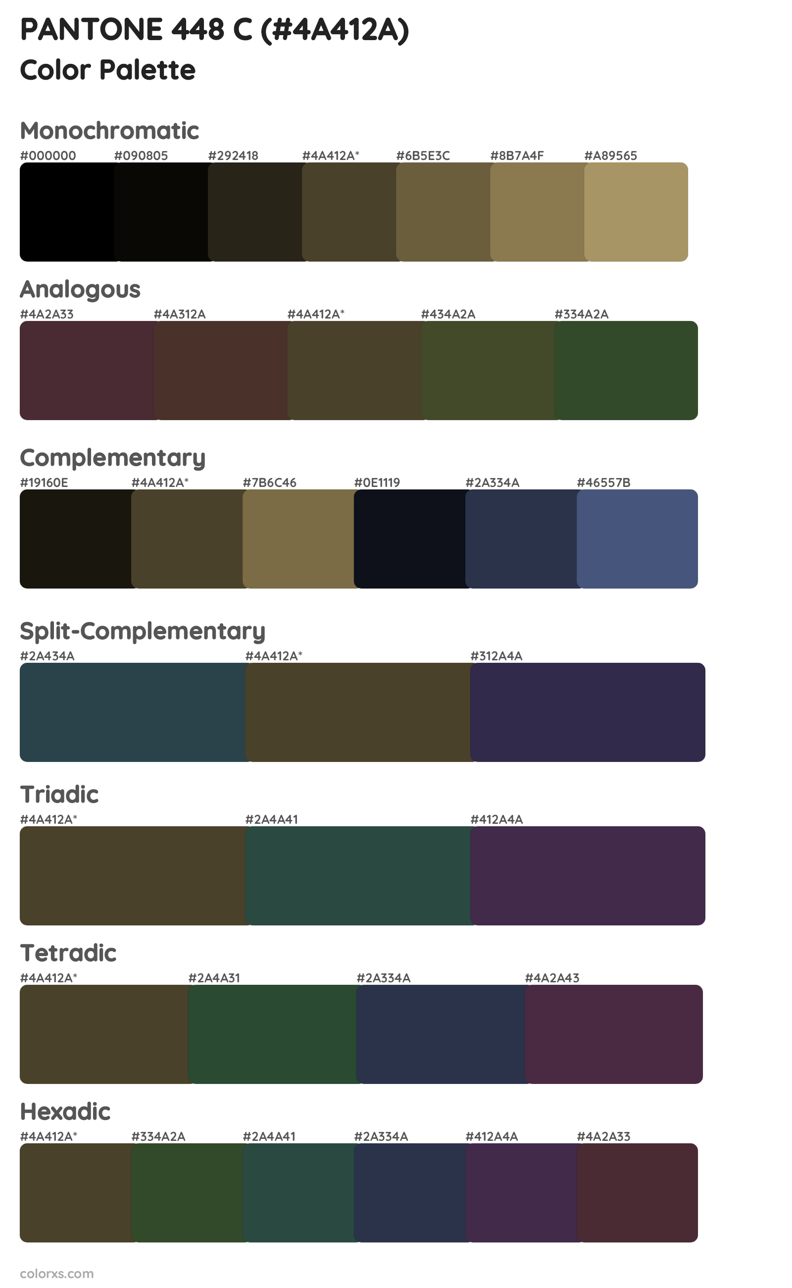 PANTONE 448 C Color Scheme Palettes