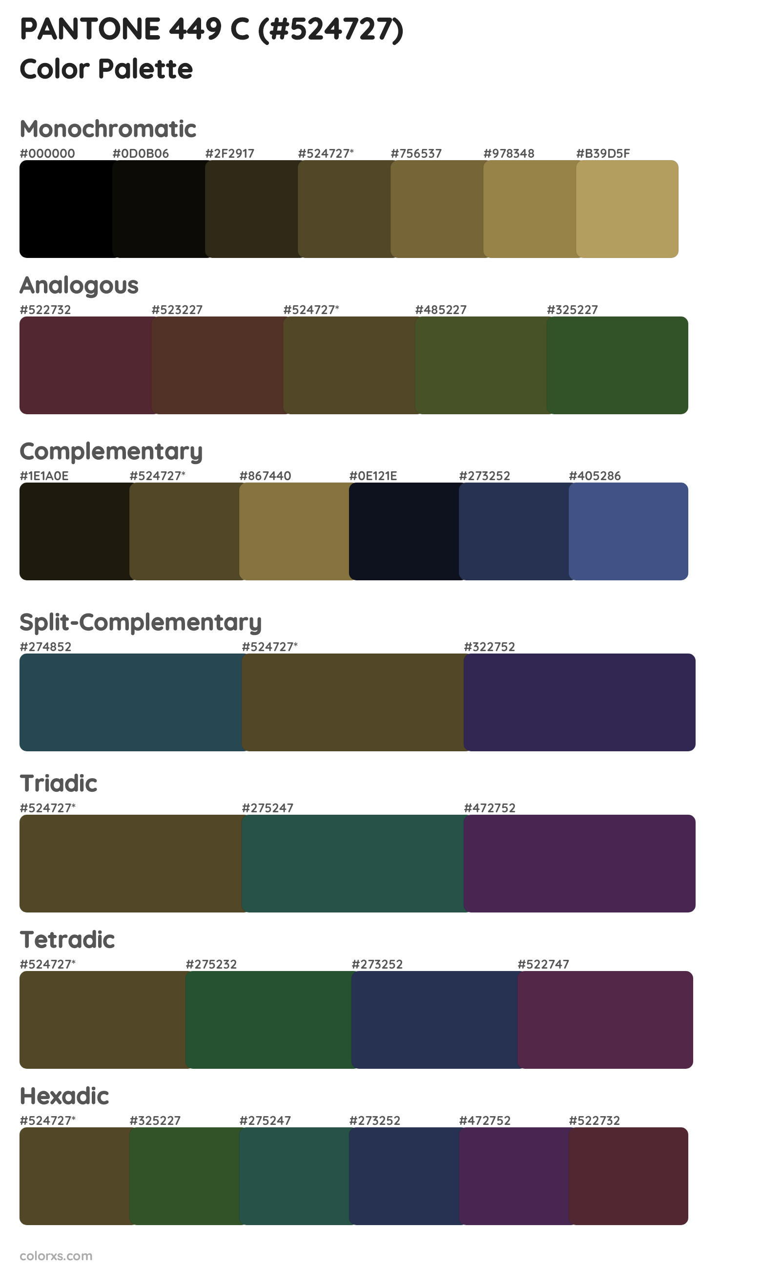 PANTONE 449 C Color Scheme Palettes