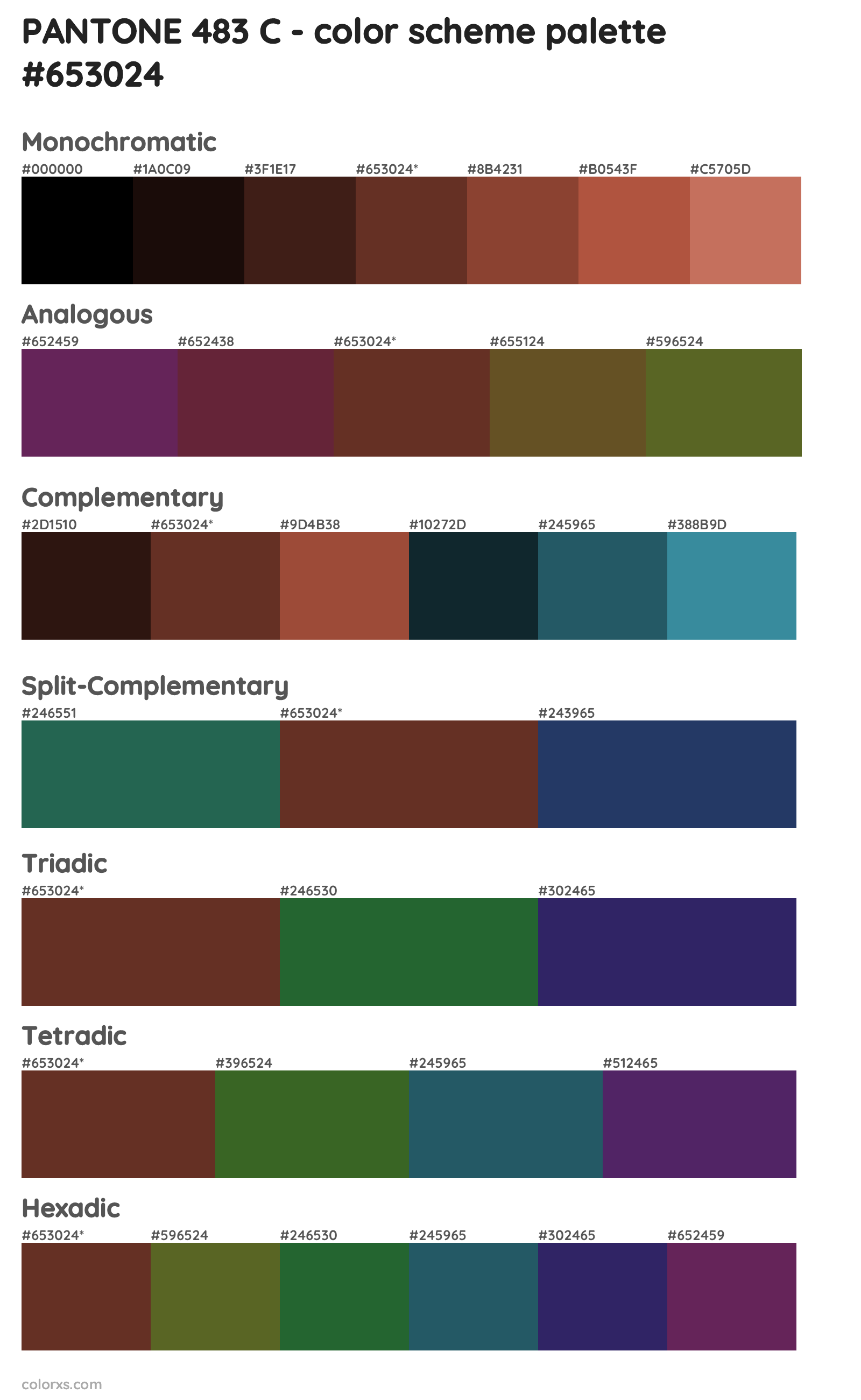 PANTONE 483 C Color Scheme Palettes