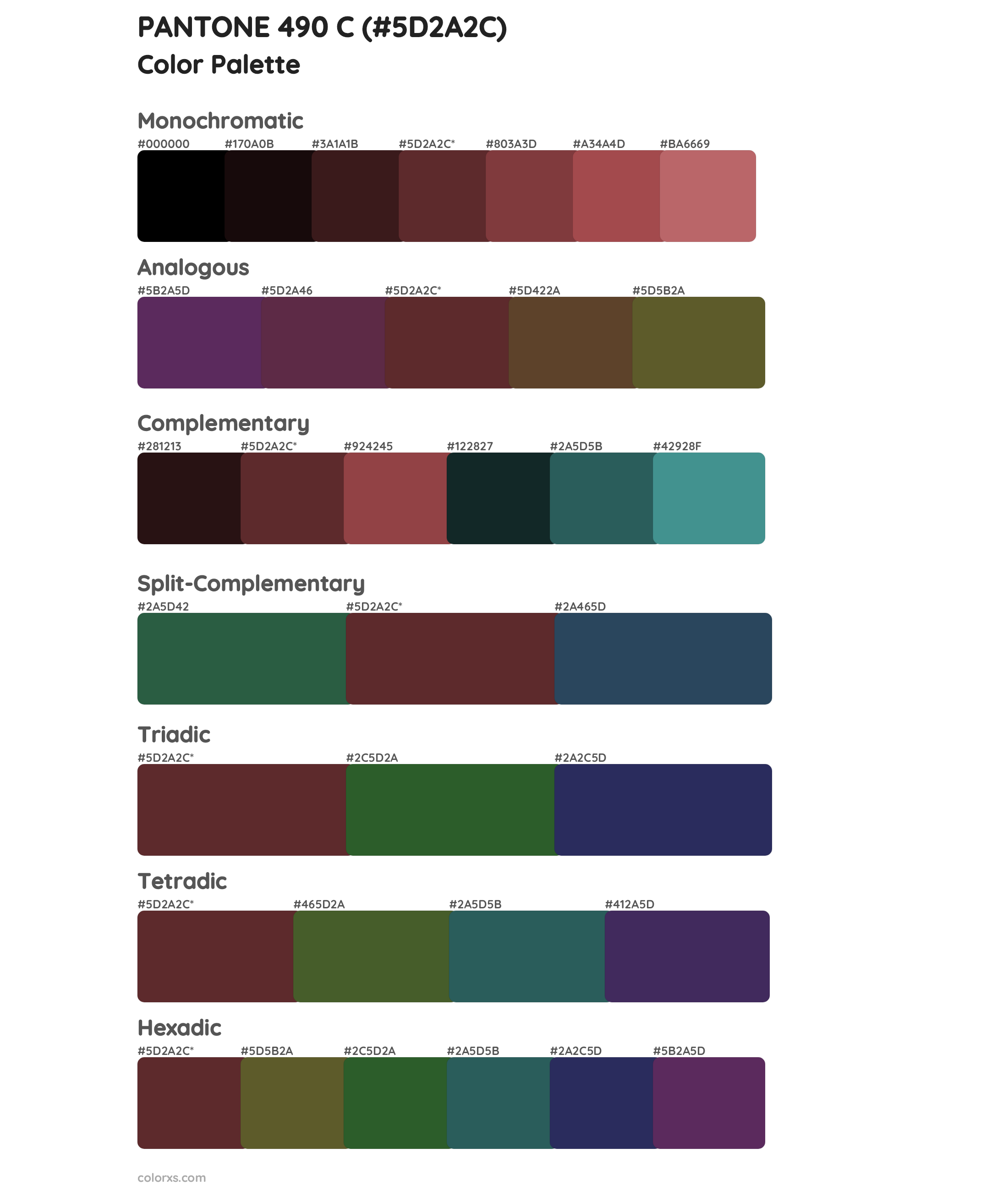 PANTONE 490 C Color Scheme Palettes