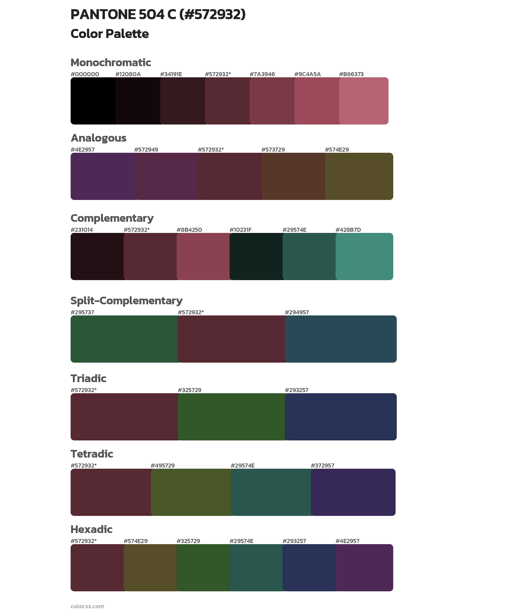 PANTONE 504 C color palettes