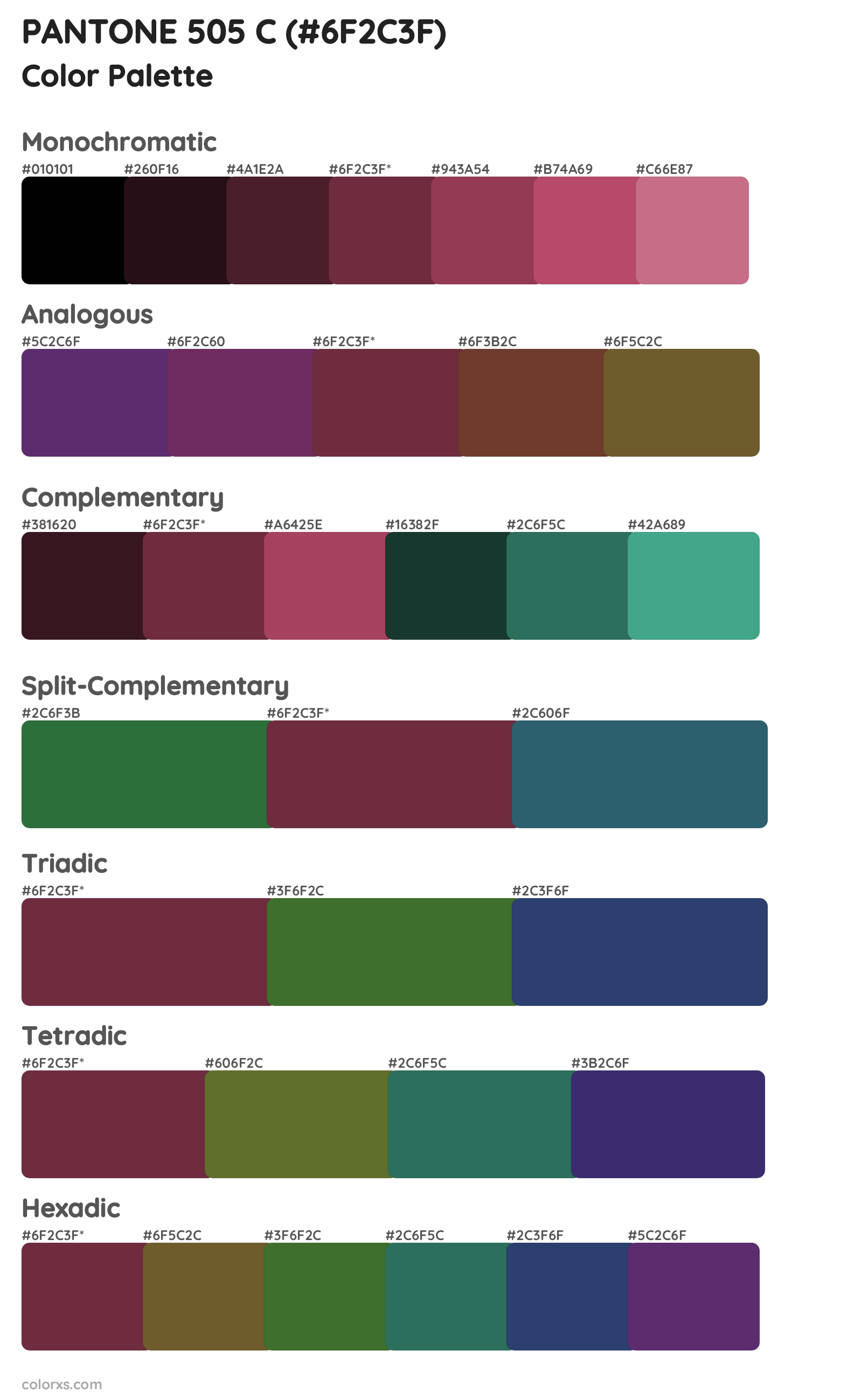 PANTONE 505 C Color Scheme Palettes