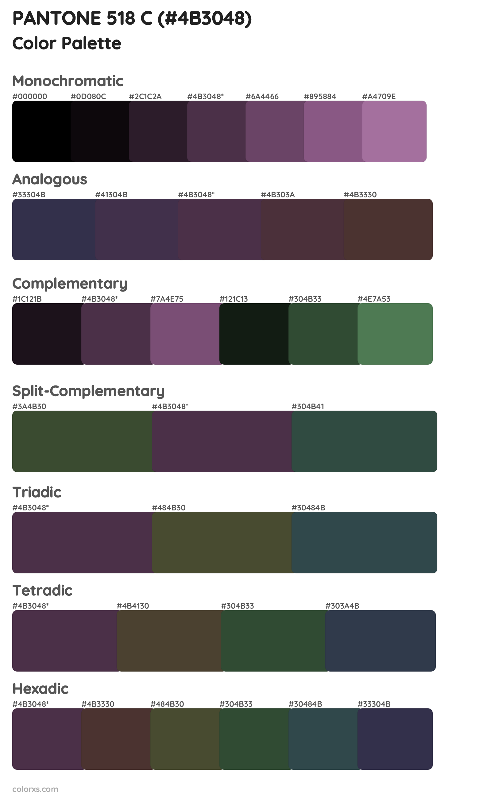 PANTONE 518 C Color Scheme Palettes