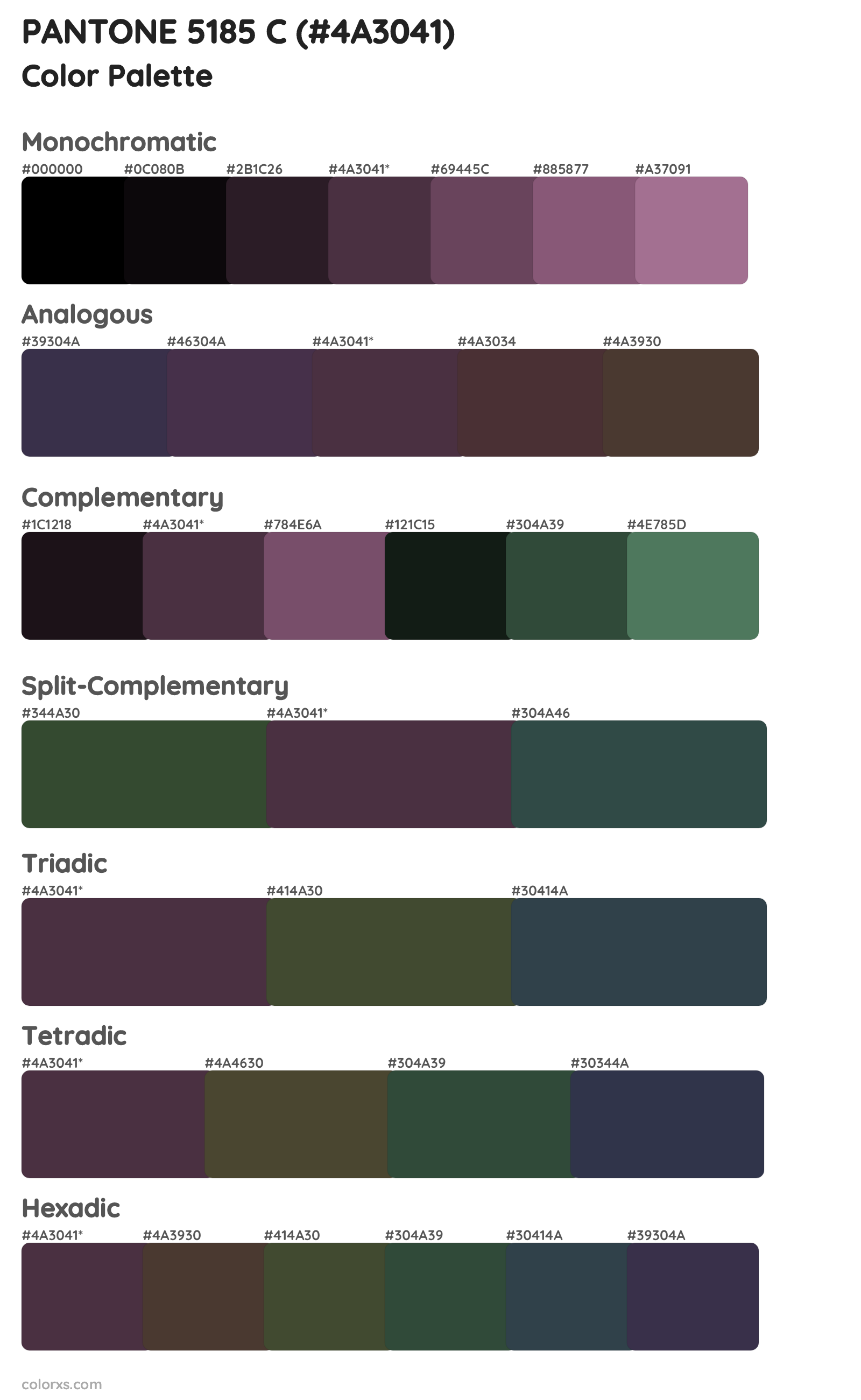 PANTONE 5185 C Color Scheme Palettes