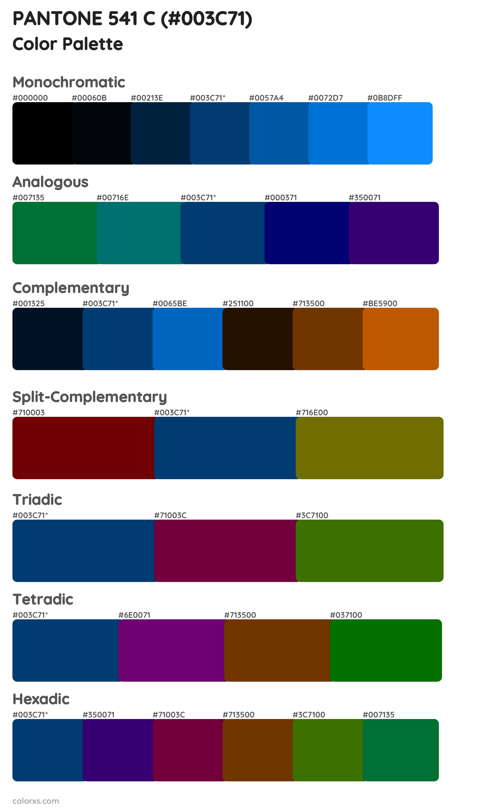 PANTONE 541 C Color Scheme Palettes