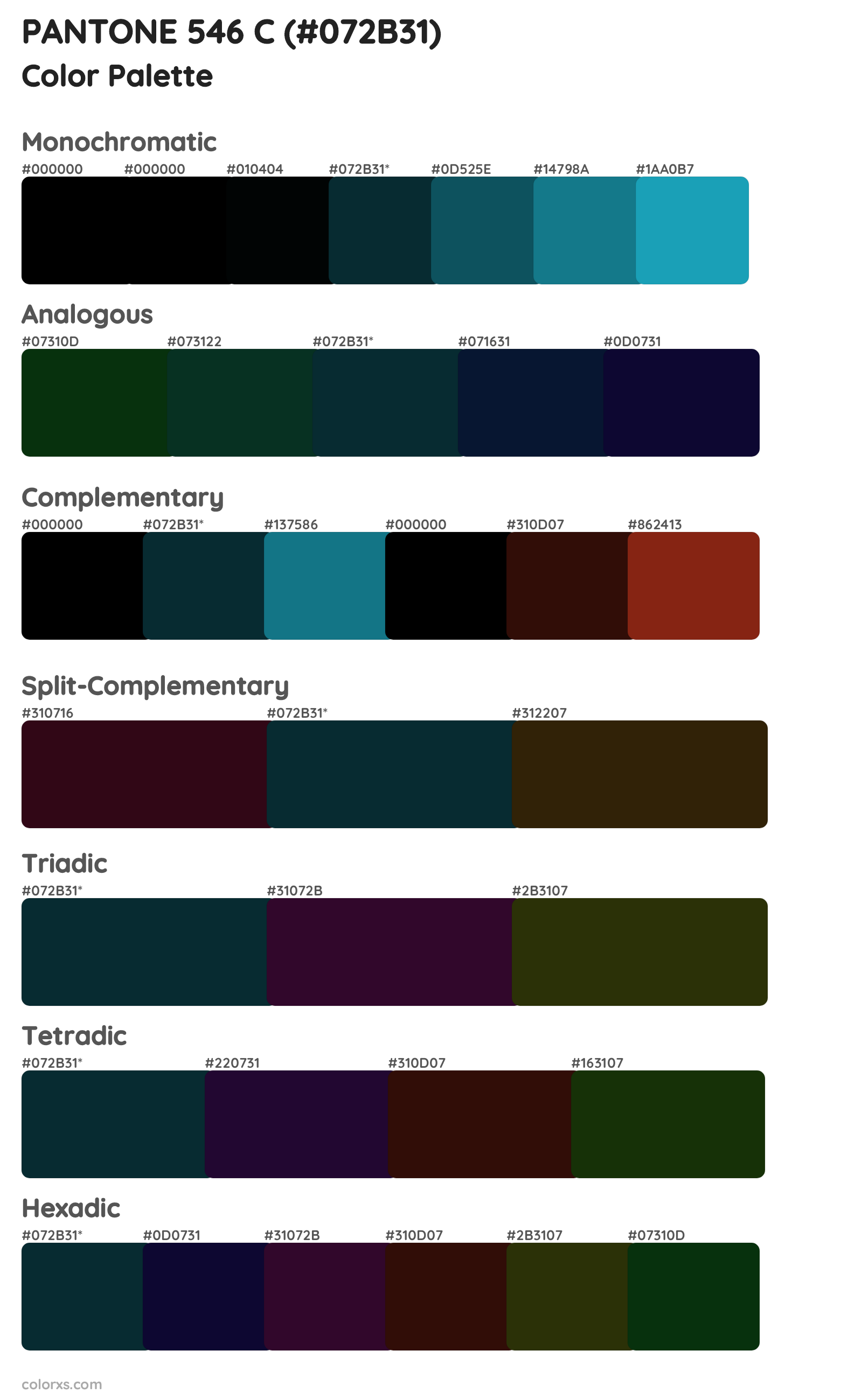 PANTONE 546 C Color Scheme Palettes