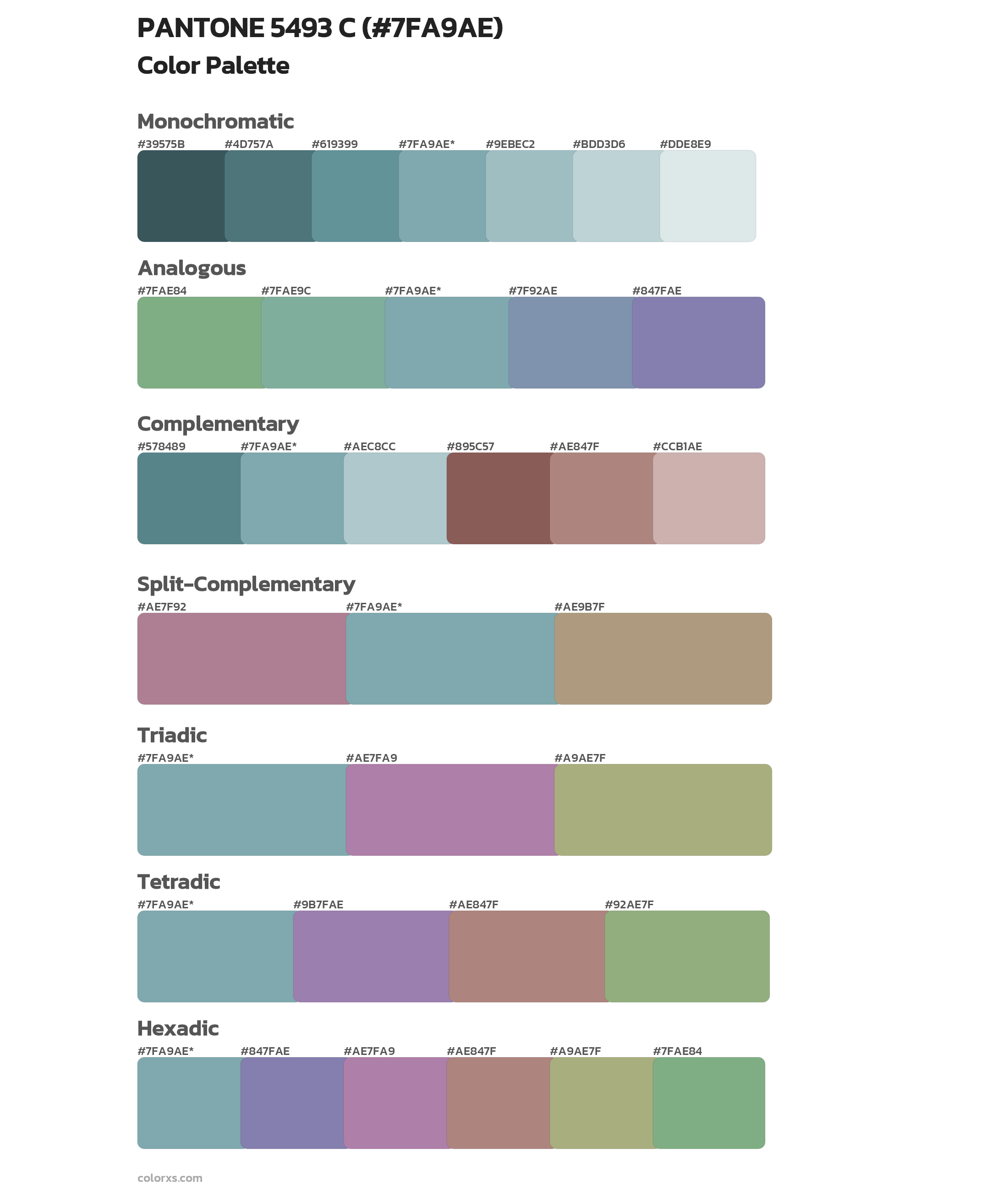 PANTONE 5493 C Color Scheme Palettes