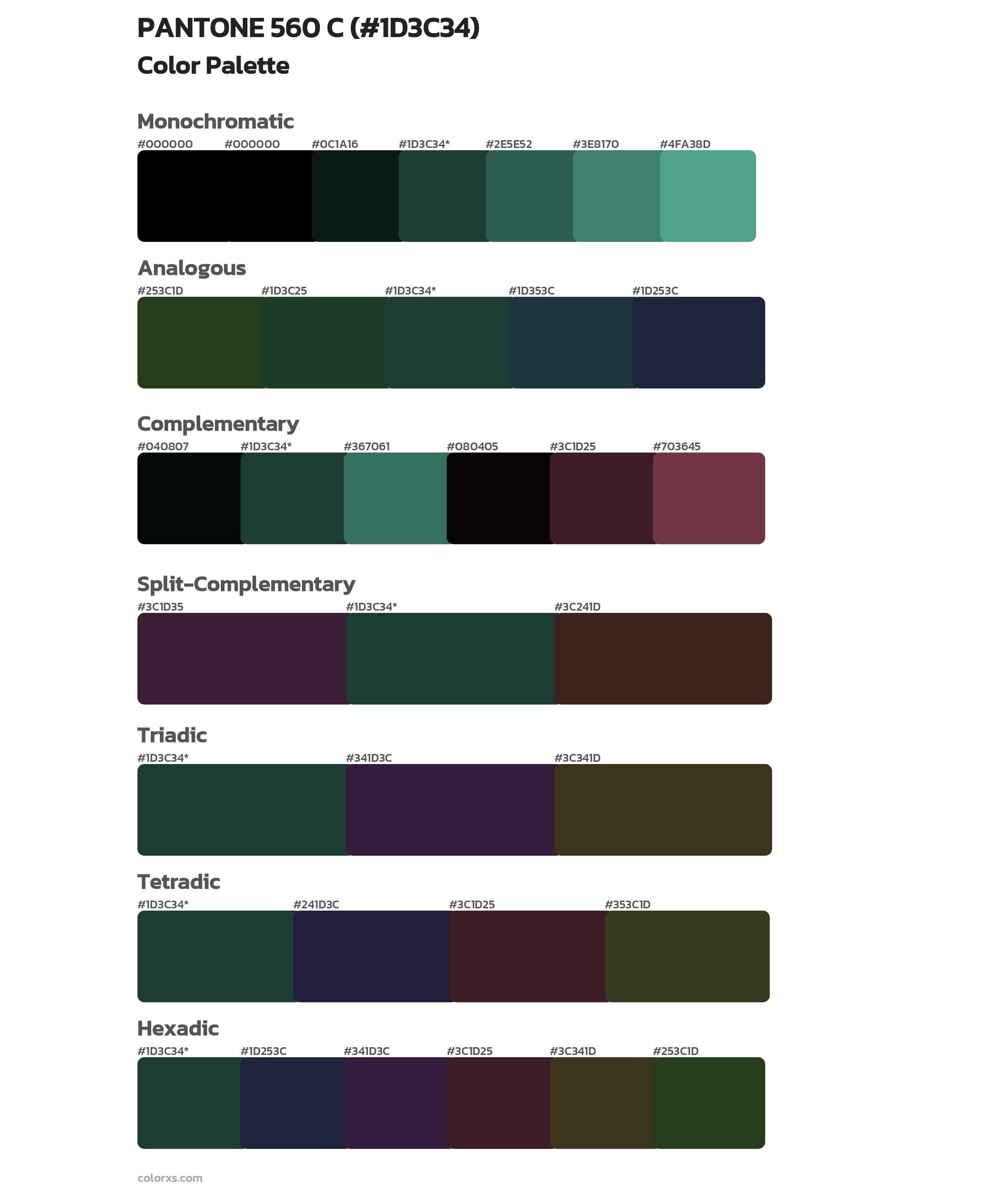 PANTONE 560 C Color Scheme Palettes