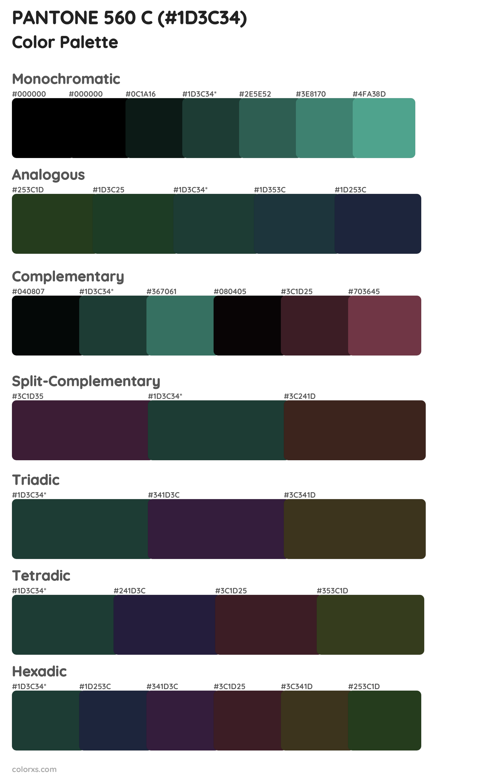 PANTONE 560 C Color Scheme Palettes