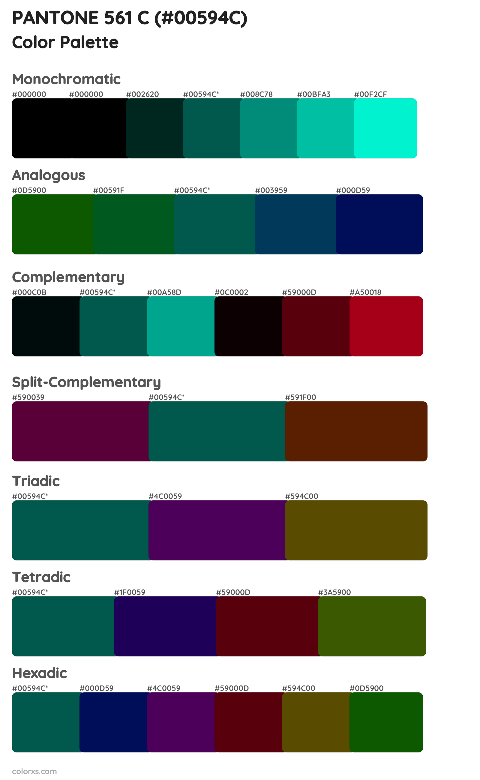 PANTONE 561 C Color Scheme Palettes