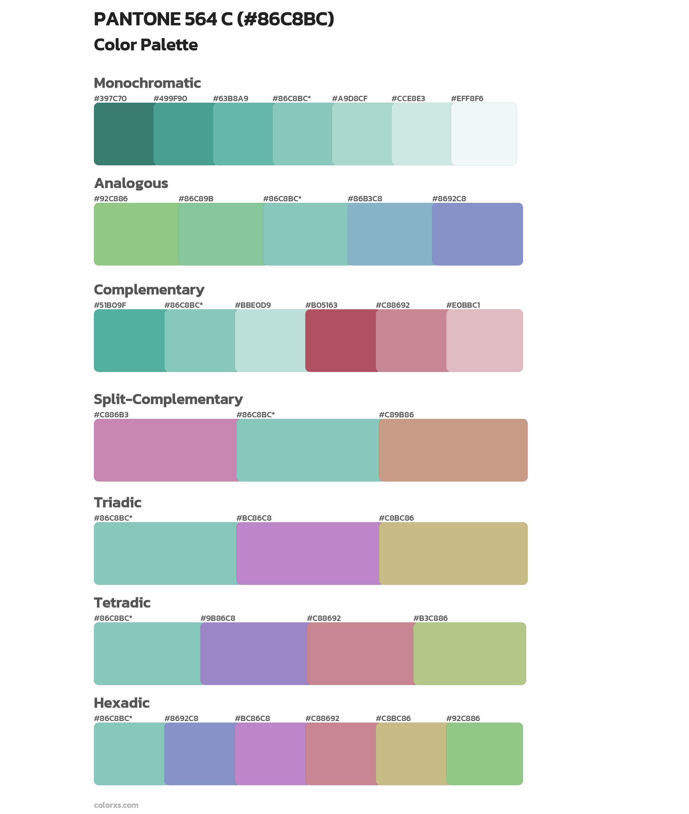 PANTONE 564 C Color Scheme Palettes