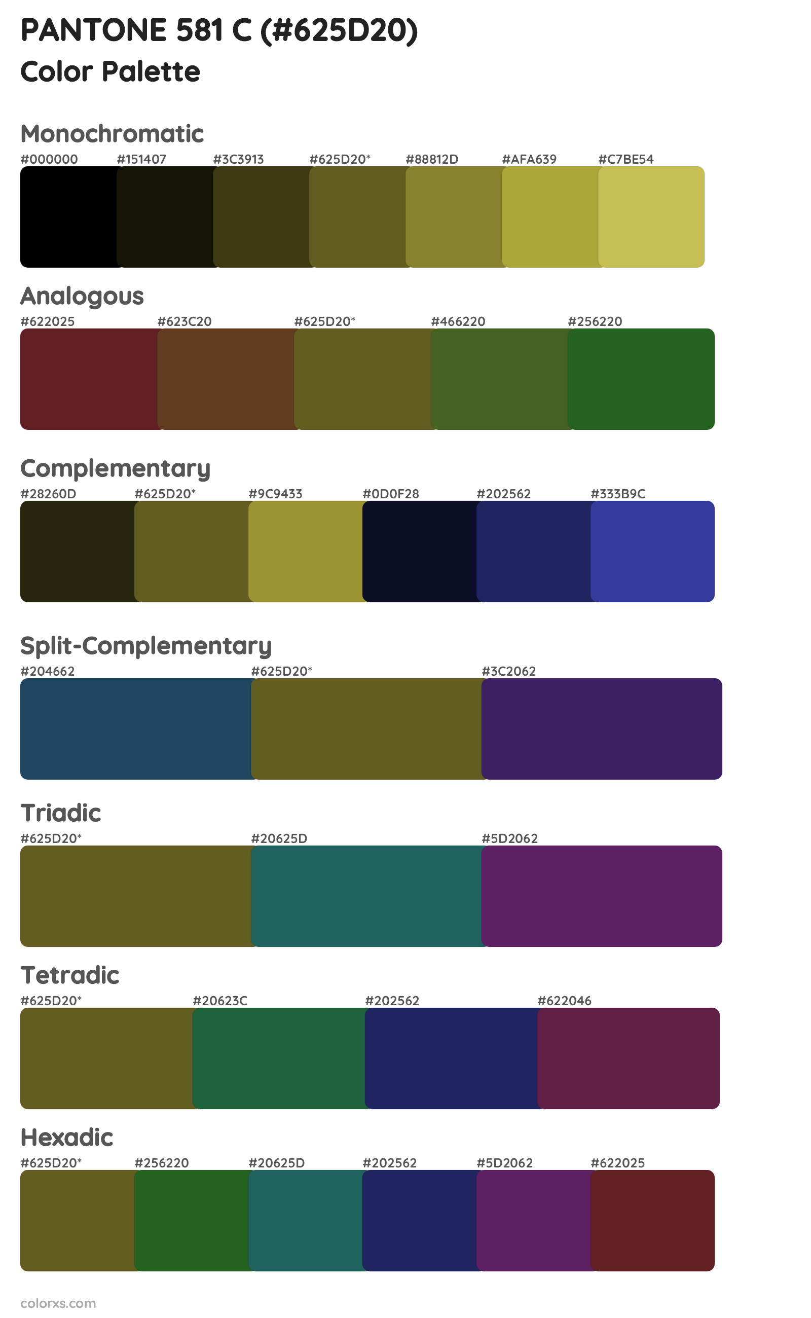 PANTONE 581 C Color Scheme Palettes