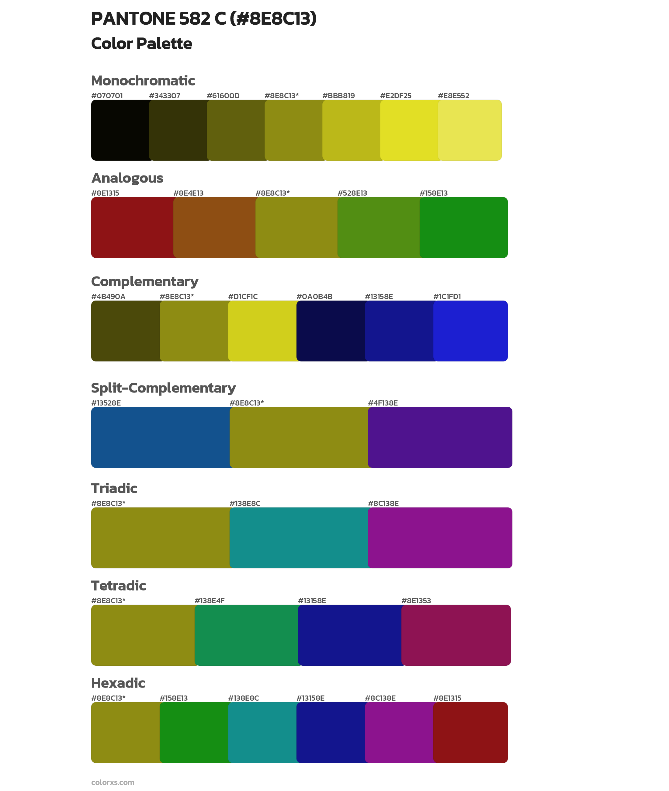 PANTONE 582 C Color Scheme Palettes